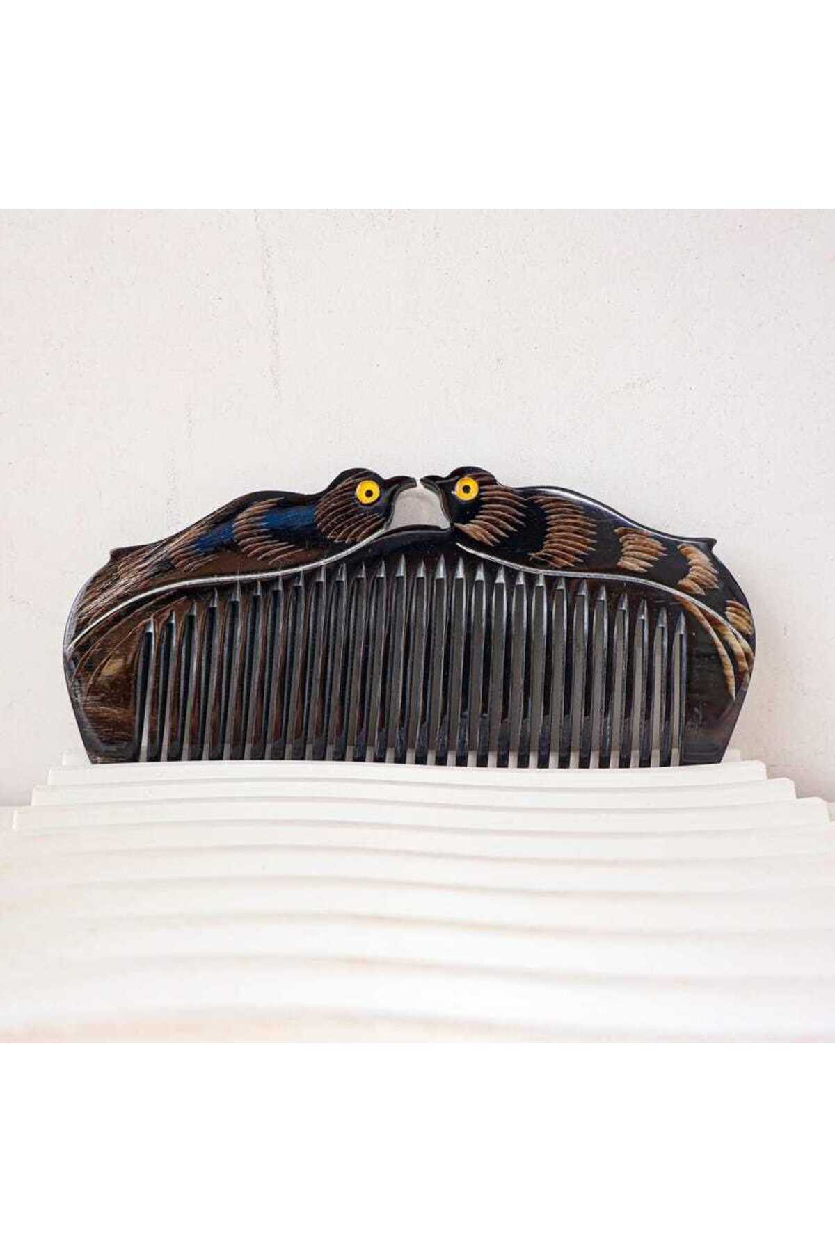 Sorendy-11 cm Hair Comb - Genuine Handmade Bird Bone Comb Beef Horn Classic Model 1