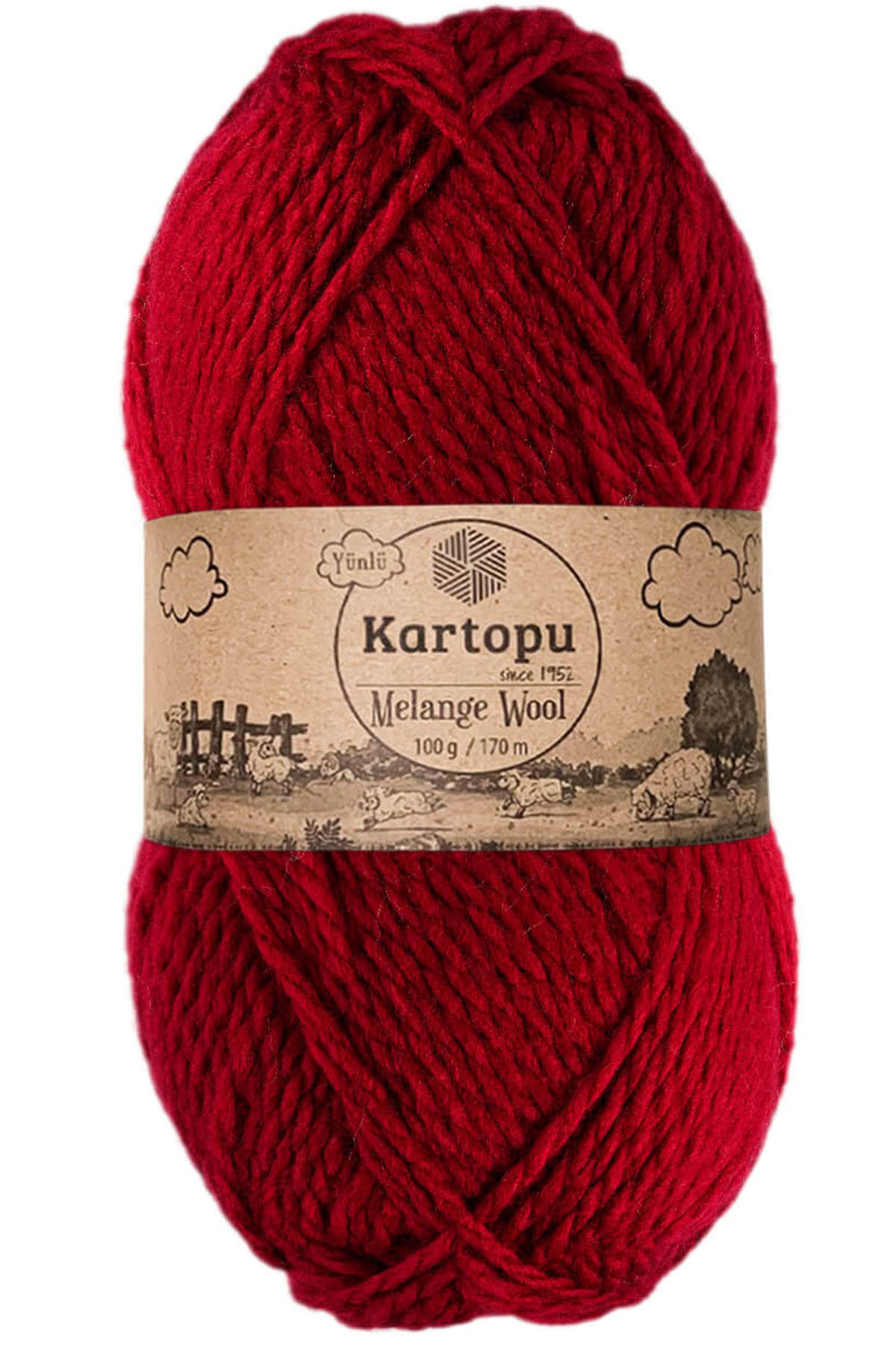 Genel Markalar Melange Wool El Örgü Ipi Kırmızı K2117