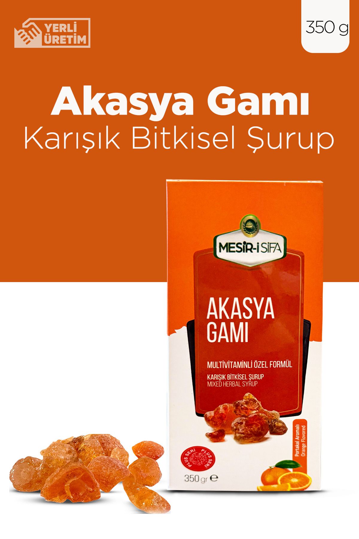 Mesirişifa Akasya Gamı Şurubu Portakal Aromalı Karışık Bitkisel Şurup Multivitamin 350g