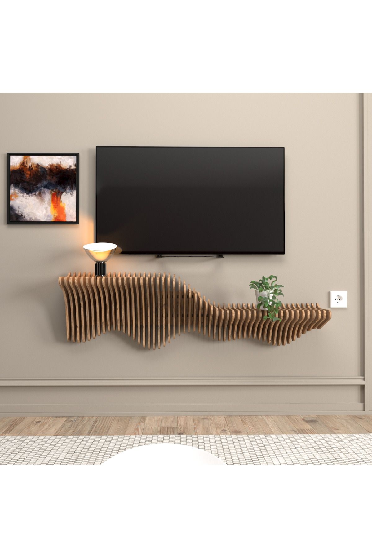 Barida Sanat Modern Tasarım Duvar Rafı TV Ünitesi 140 cm uzunluk