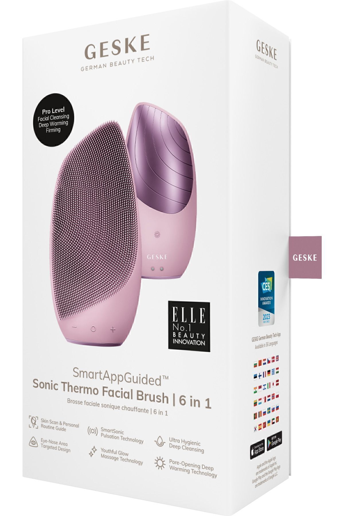 Geske Sonic Thermo Yüz Fırçası | Sonic Thermo Facial Brush 6 In 1 (PEMBE)