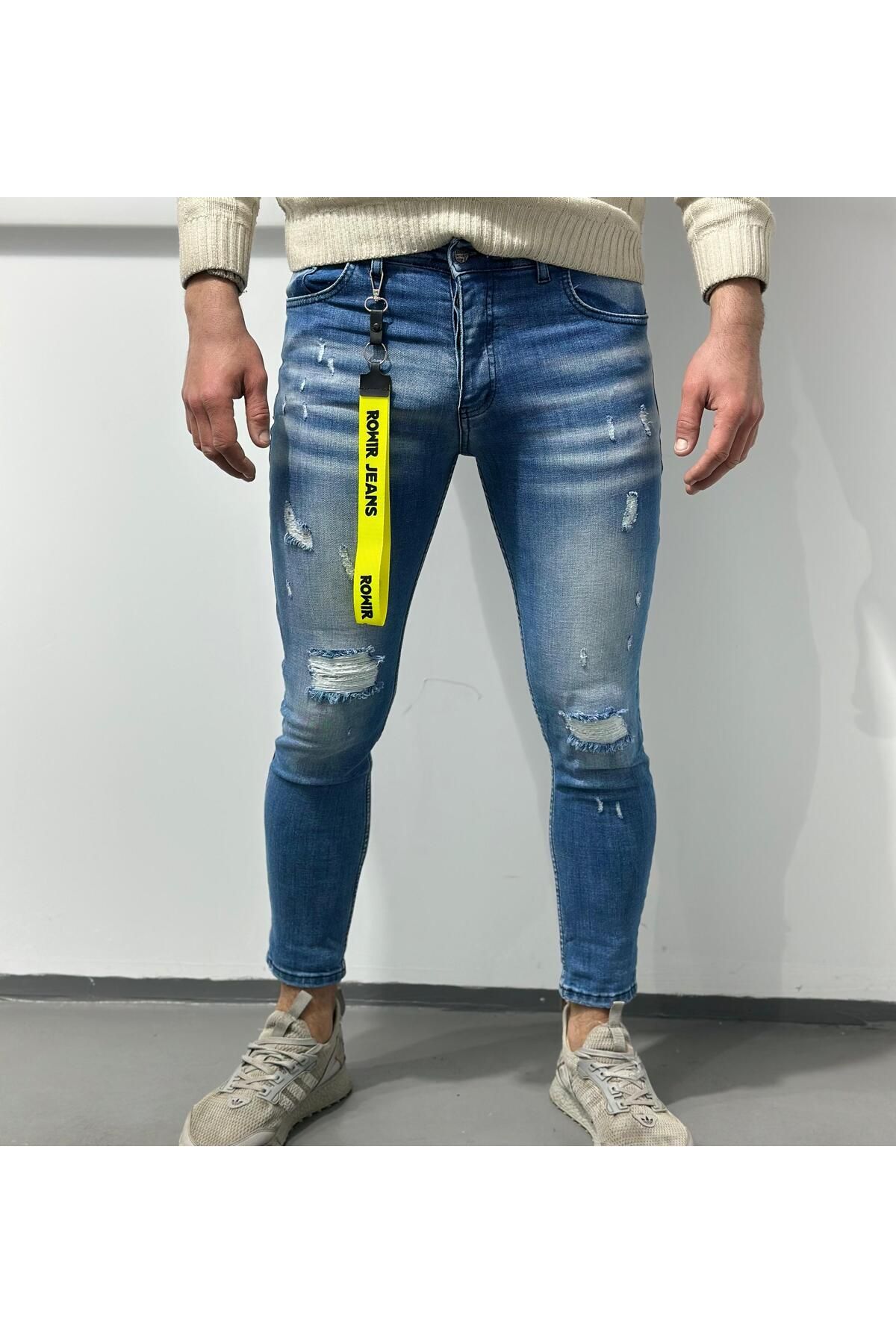 ROWIR JEANS Erkek Lazerli Aksesuarlı Skinny Fit Jean