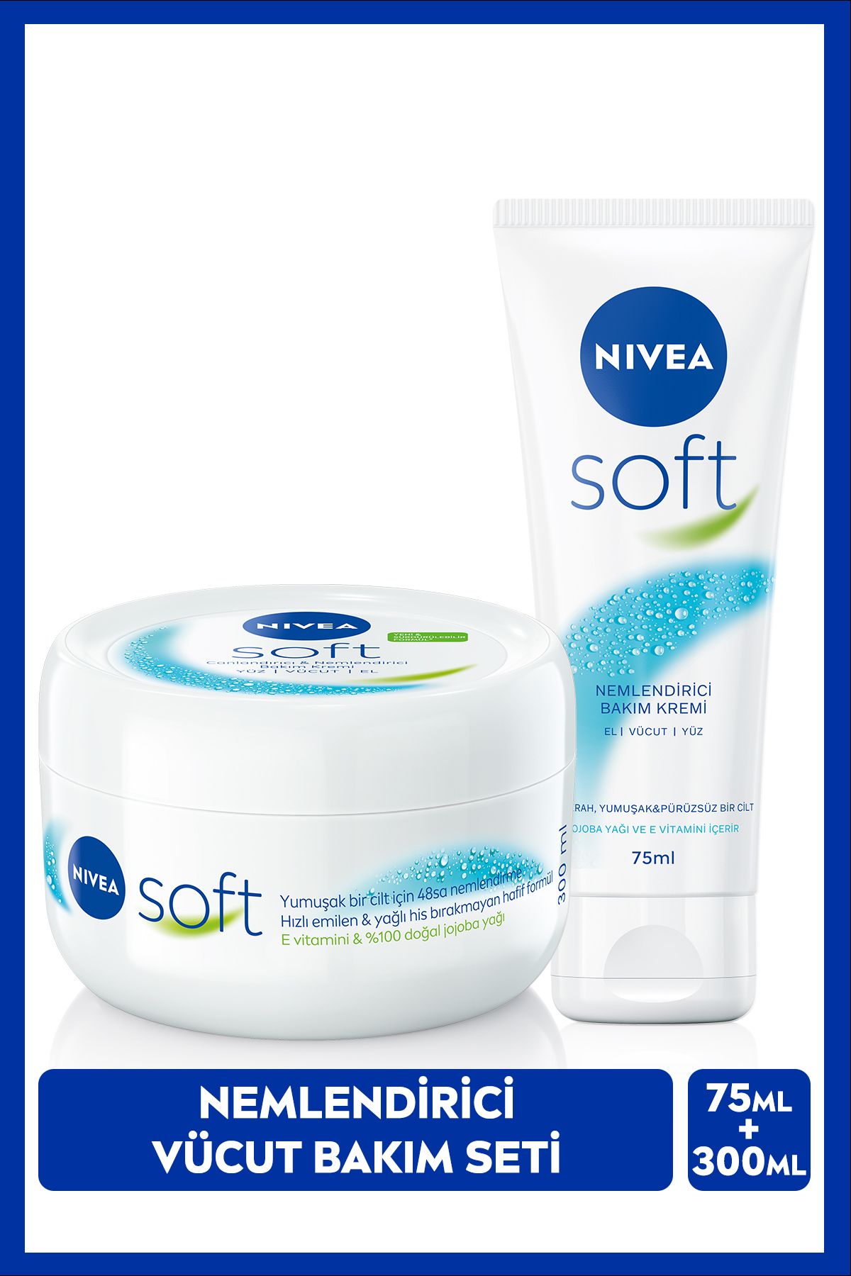 NIVEA Soft Besleyici Nemlendirici Bakım Kremi 300ml ve Soft Krem 75ml SAKLI G