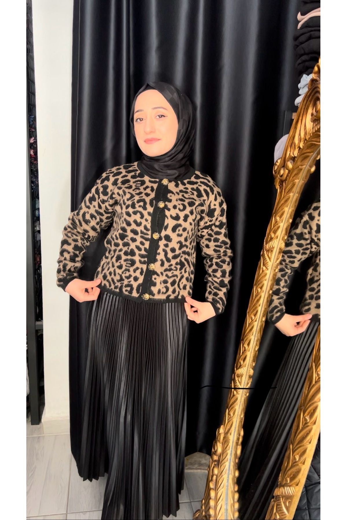 bilgeboutique Leoparlı Kısa Hırka