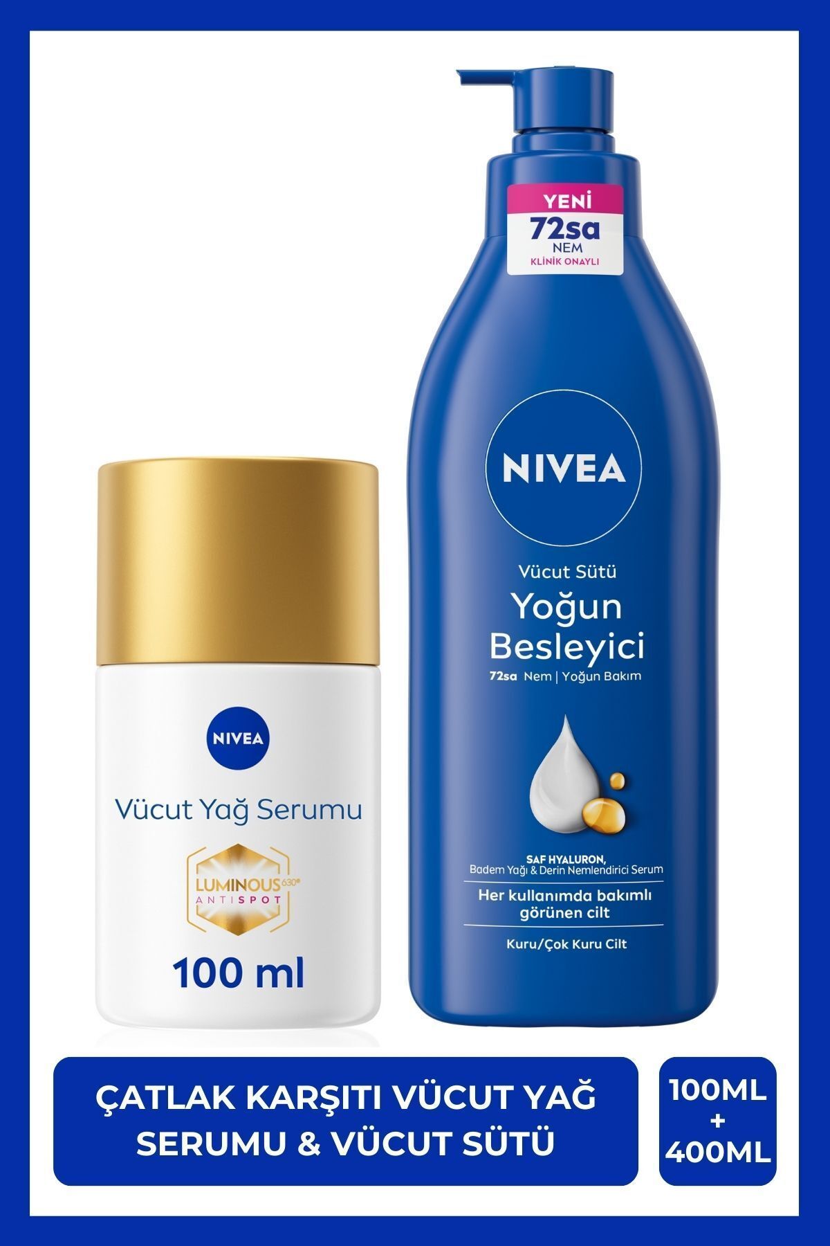 NIVEA Çatlak Karşıtı Vücut Bakım Yağ 100ml Ve Besleyic Vücut Sütü 400mlSAKLI G