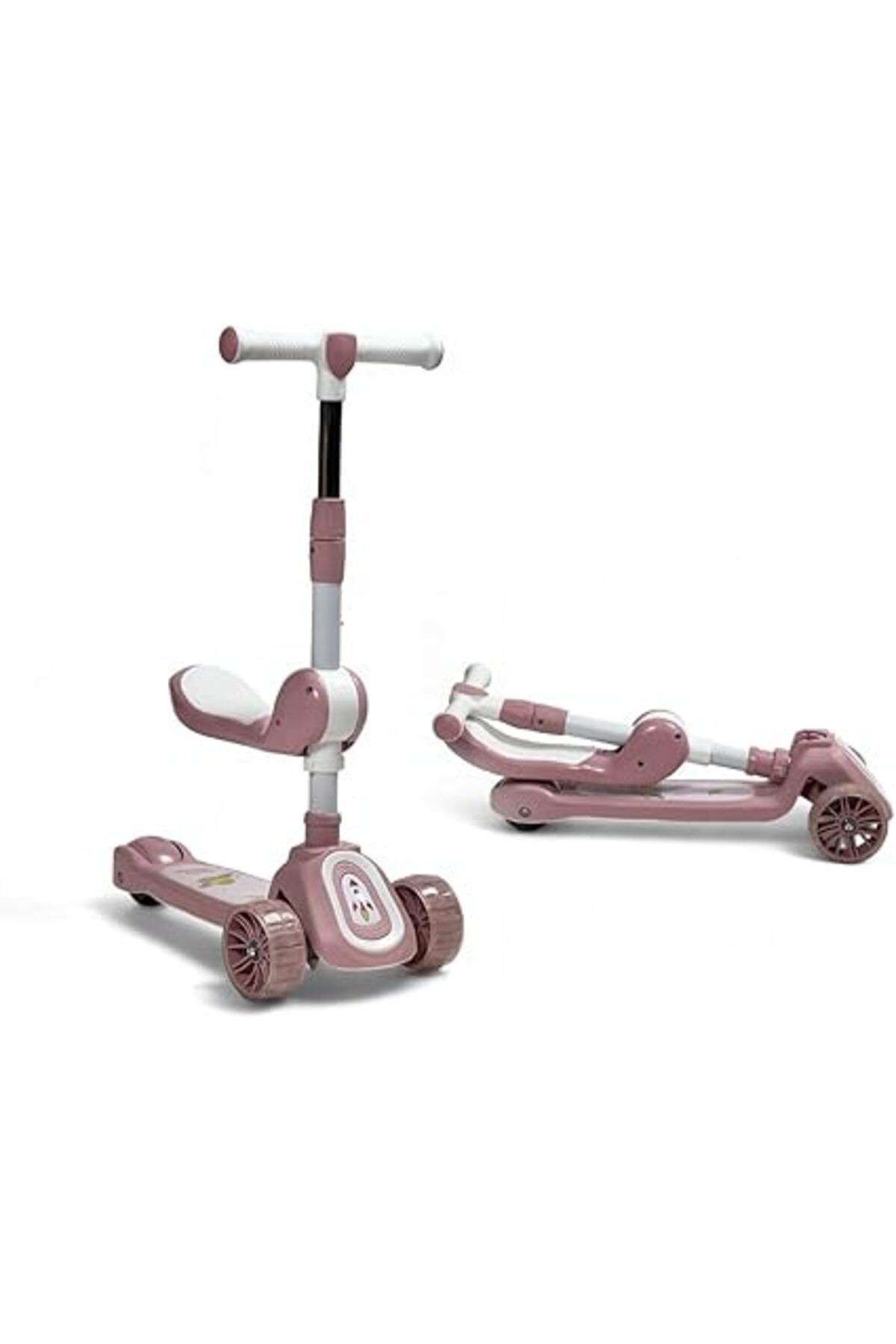 ALBADER-3 in 1 Kick Scooter, Height-Adjustable Foldable Scooter Anti-Slip Deck, Manual Scooter 1