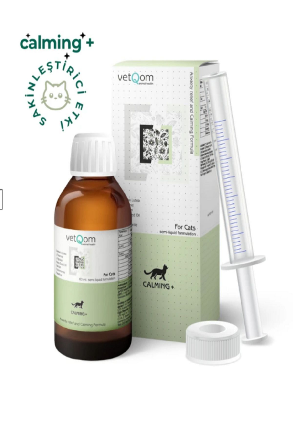 Vetqom Kedi Calming+ Stres Yönetimi – Kaygı Kontrolü – 60 ml.