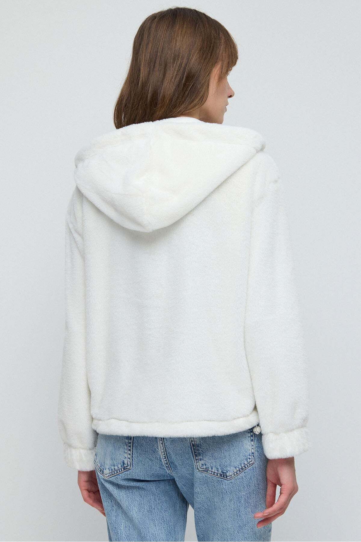 No Matter What-Weiße Fleecejacke mit Reißverschluss 5