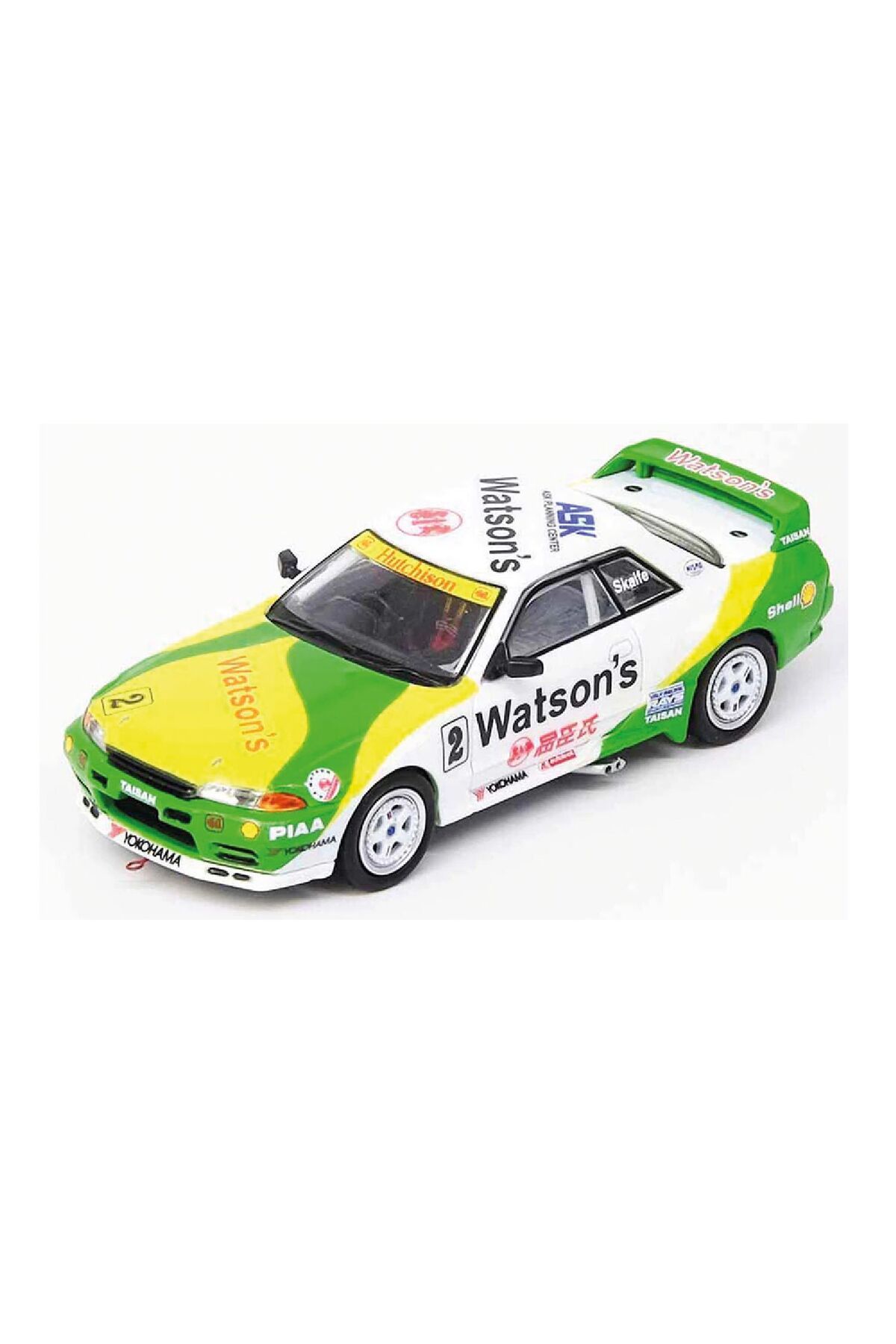 Oyuncakmatik 1:64 Diecast Nissan Skyline GT-R (R32) Watsons Macau Guia Race 1991 Skaife Inno Model Araba