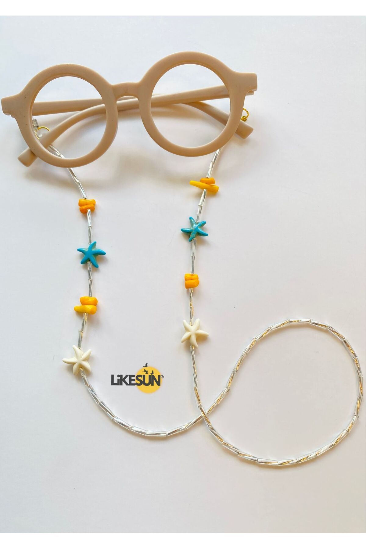 LiKESUN-Natural Stone Turquoise Children's Glasses Strap Eyeglasses Lanyard Glasses Chain 1