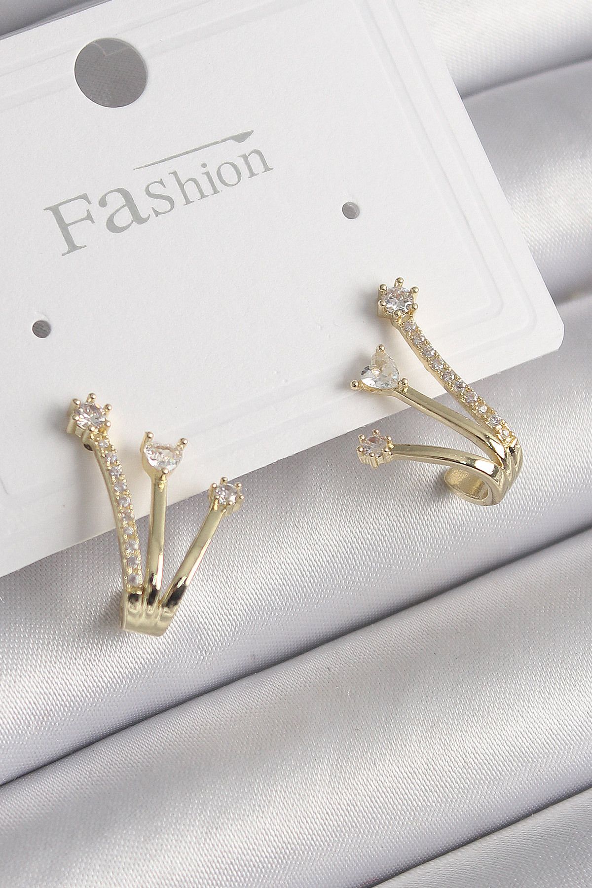 New Things Pirinç Gold Renk Zirkon Taşlı Kadın Küpe