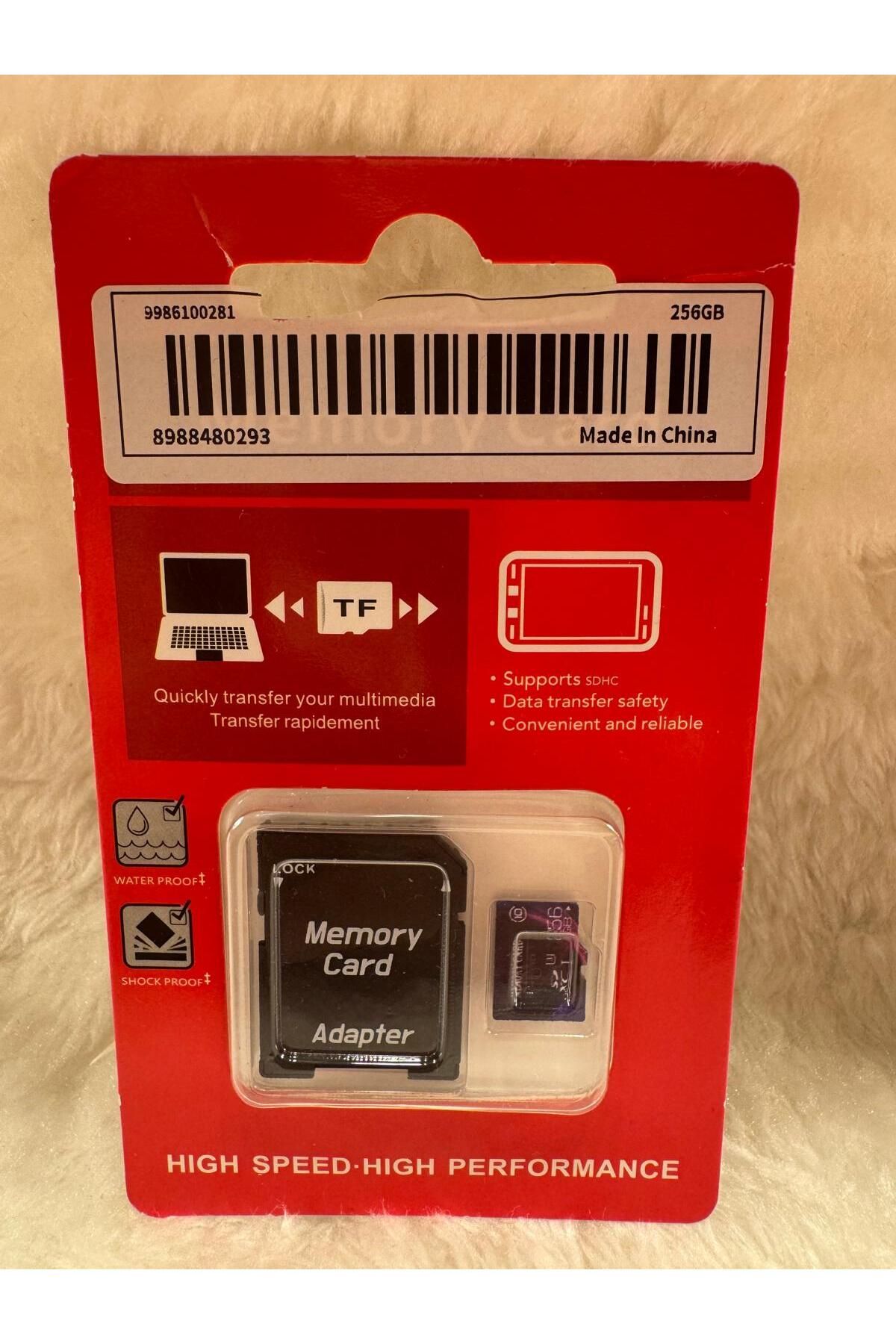 QEM Yüksek Hızlı Hafıza Kartı 256 GB U3 Sınıf 10 ve TF SD Kart Okuyucu Adaptörü