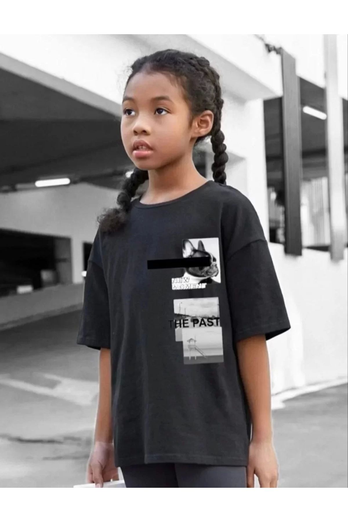 AE Stil Çocuk Unisex Baskılı T-Shirt - Siyah