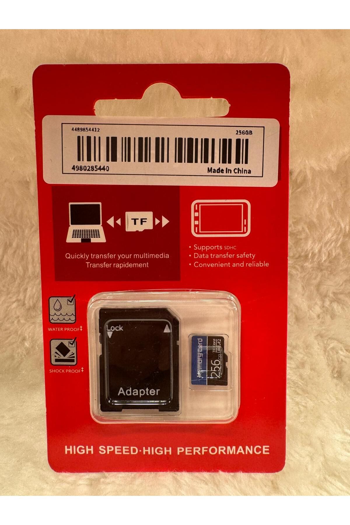 QEM Yüksek Hızlı Hafıza Kartı 256 GB U3 Sınıf 10 A2 ve TF Kart Okuyucu Adaptörü