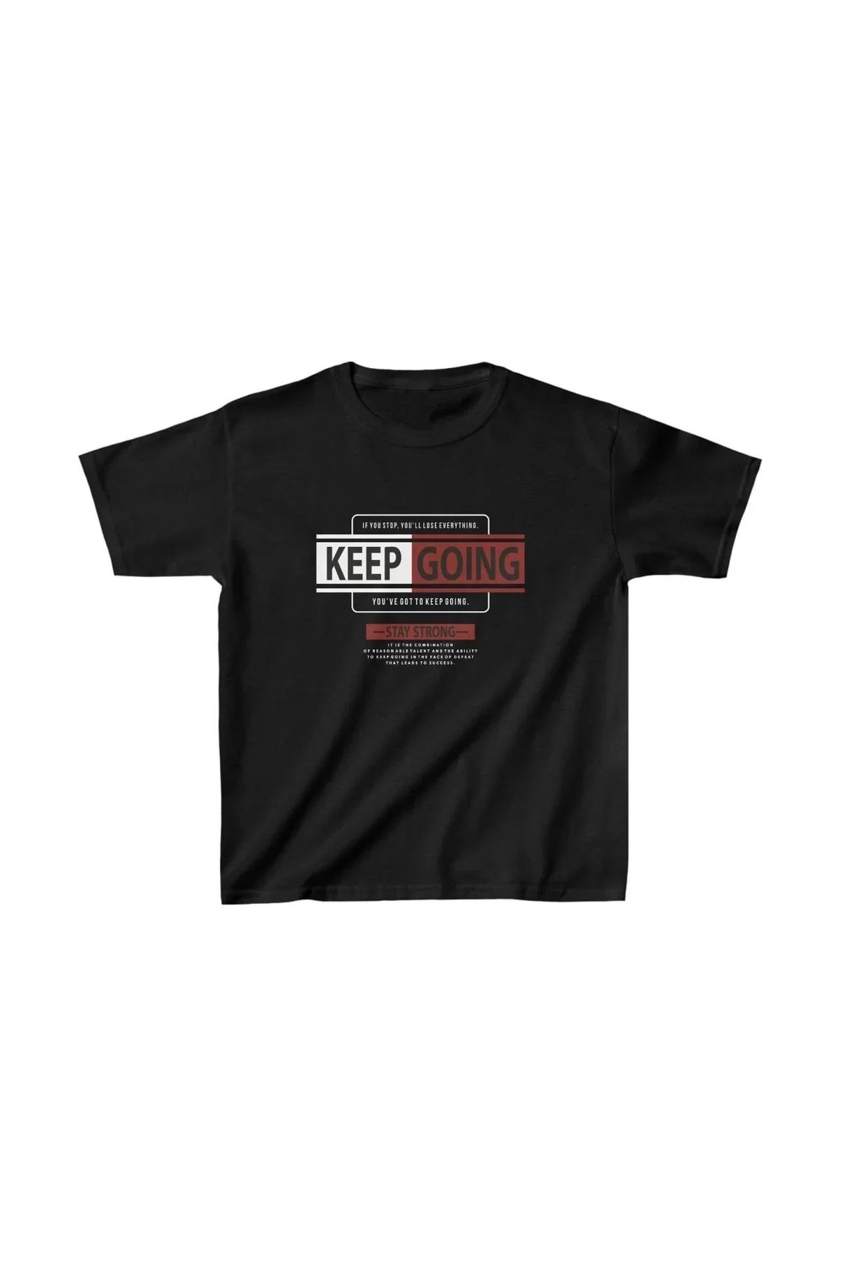 AE Stil Unisex Çocuk Baskılı T-Shirt - Siyah