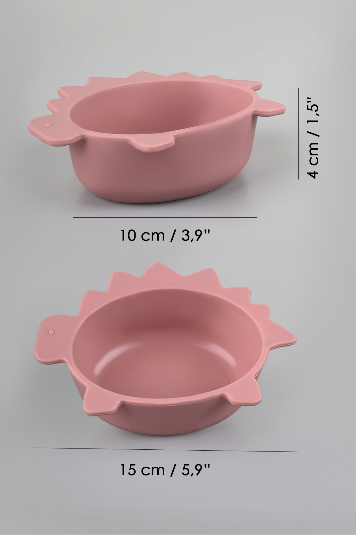 Meleni Baby Dinozor Figürlü Silikon Bebek Mama Kasesi - Şekilli Bebek Beslenme Kasesi - Pembe fotoğrafı 4 (önizleme)