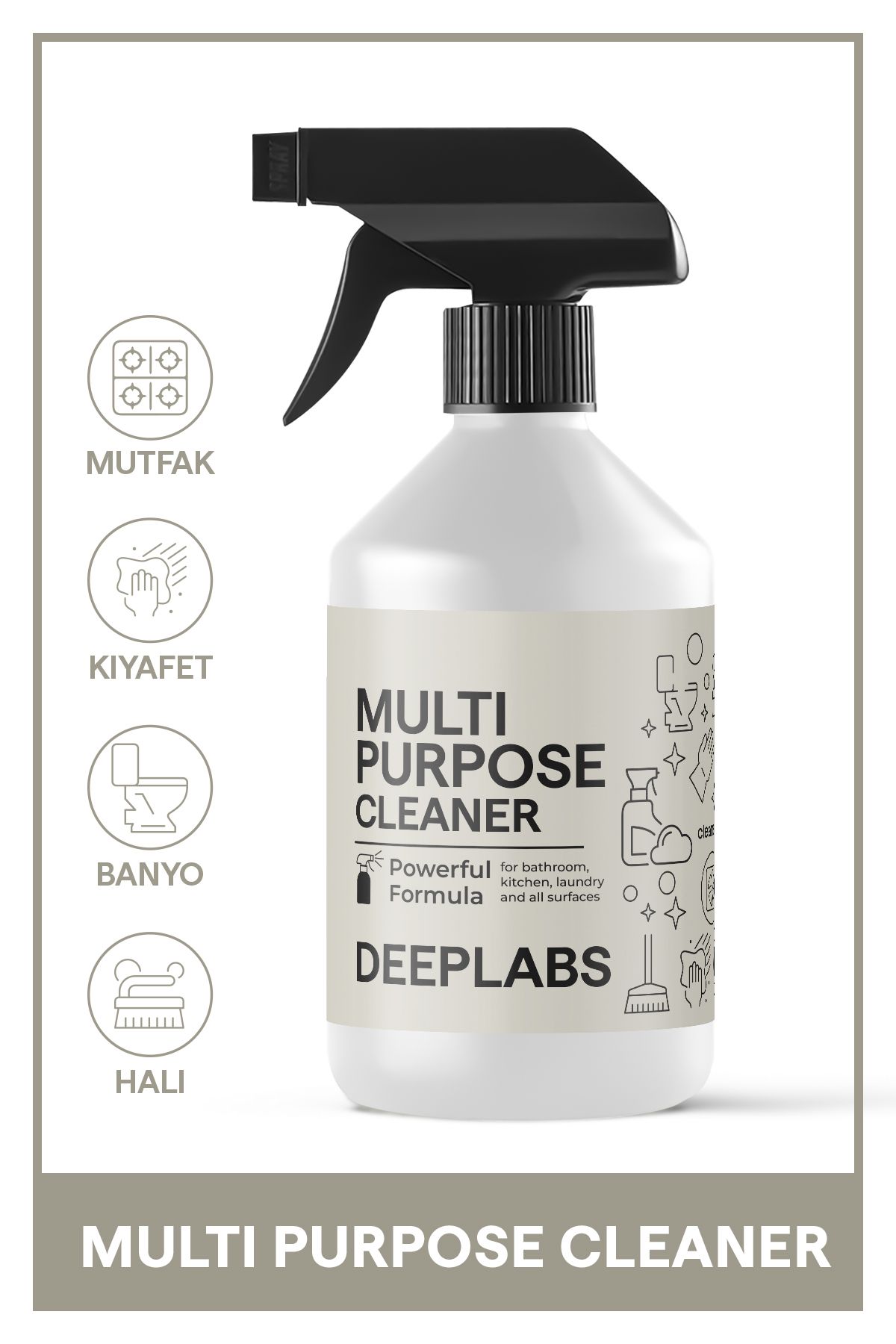 Deep Labs Tüm Yüzeyler İçin Ultra Güçlü Temizleyici, Leke Çıkarıcı Formül