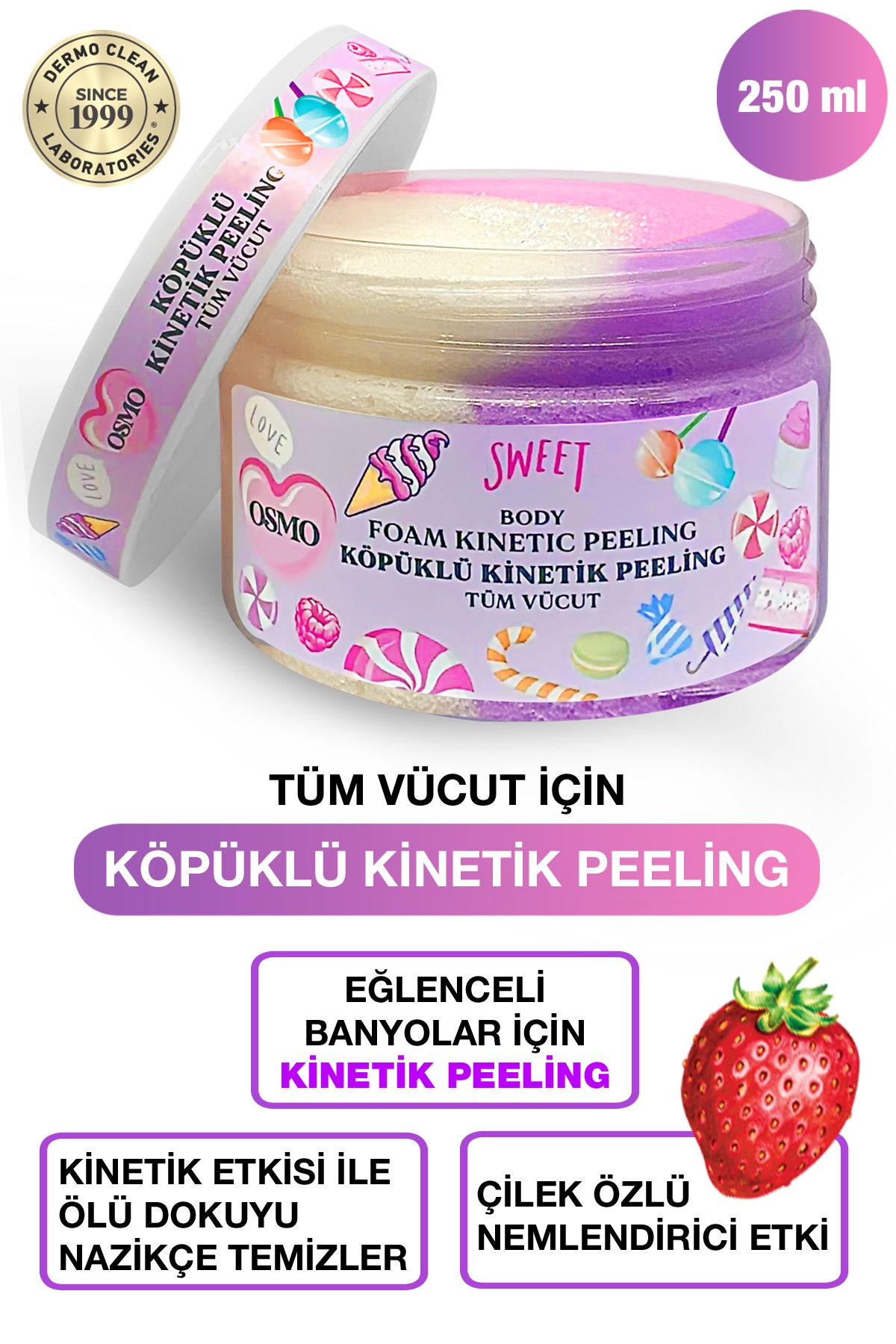 Osmo KİNETİK KÖPÜKLÜ BODY PEELİNG ÇİLEKLİ SCRUP BANYO TUZU 250 ML