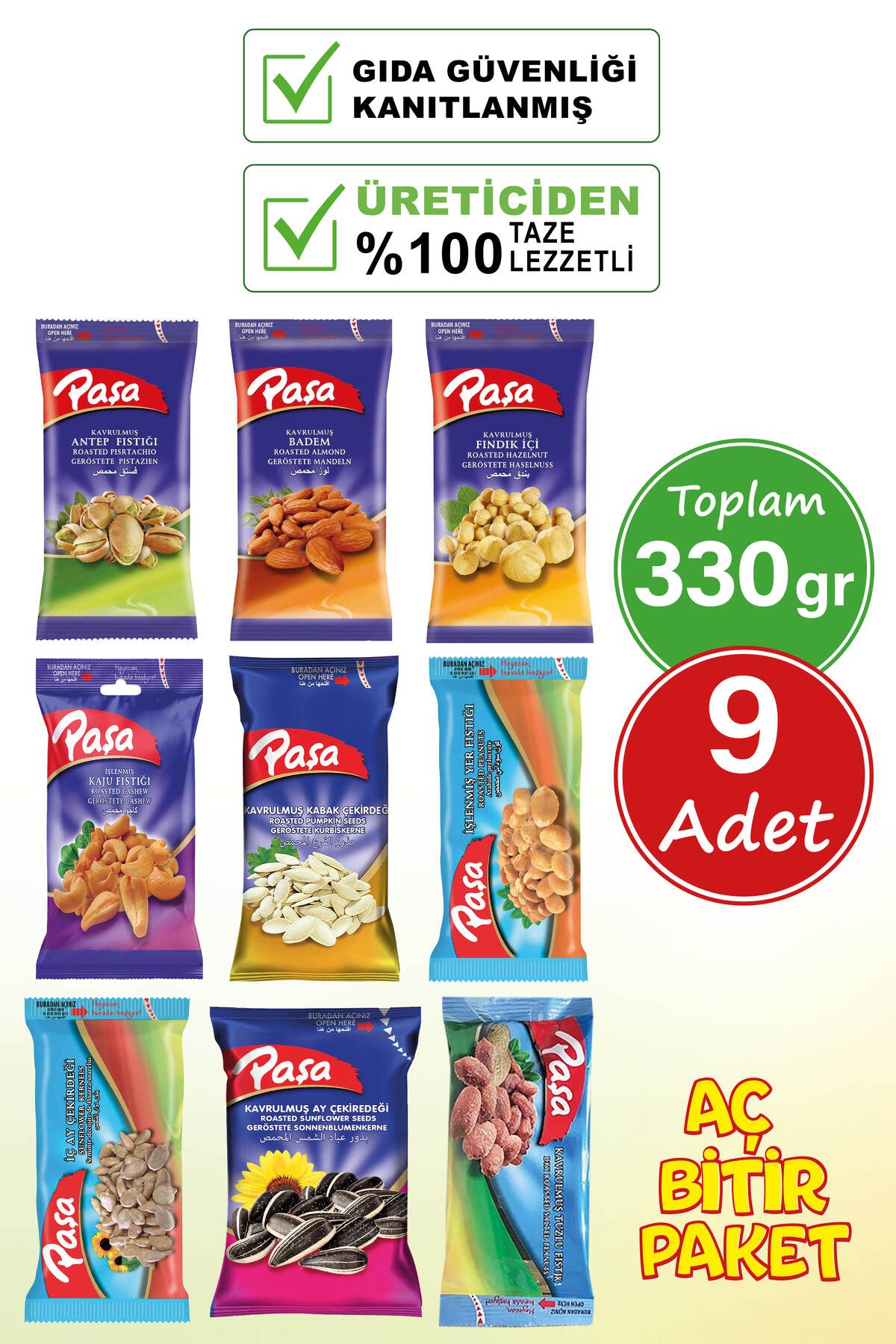 Paşa Kuruyemiş Lezzeti Keşfet 330 gr - 9 Paket (1. KALİTE)