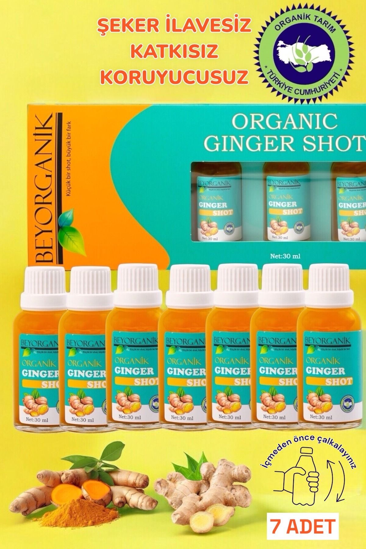 BEYORGANİK Organik Ginger Shot (7adetx30ml) Cam Şişe