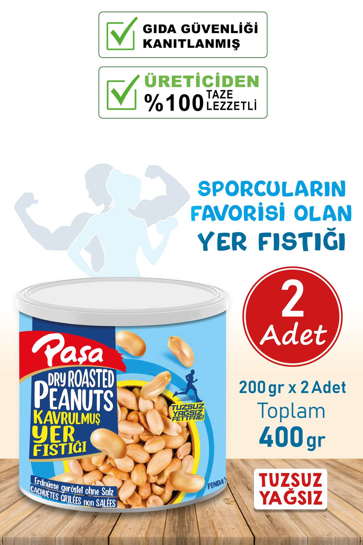 Paşa Kuruyemiş Kavrulmuş Yer Fıstığı Teneke Kutu 200 gr x 2 ADET (Naturel 1. Kalite)