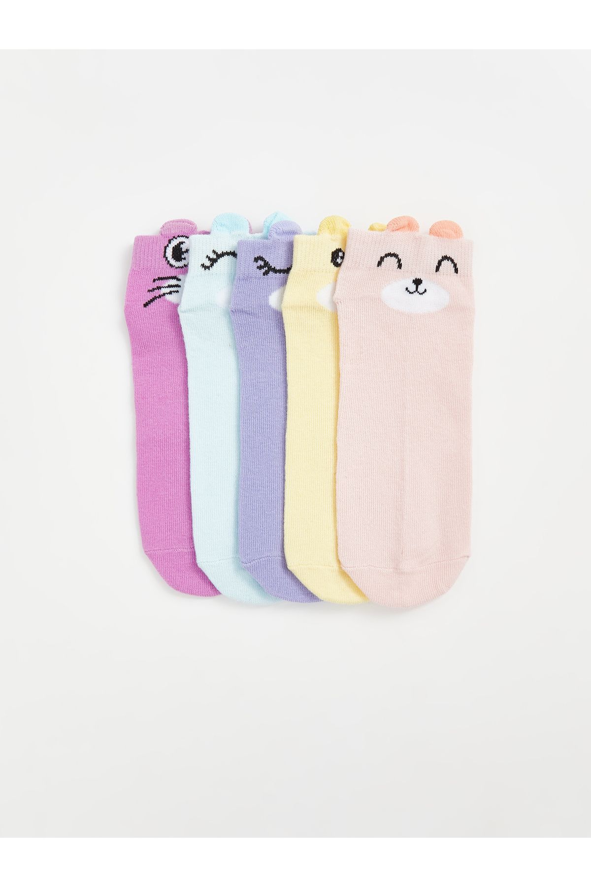 LC Waikiki-Set of 5 Patterned Girls' Booties Socks 2