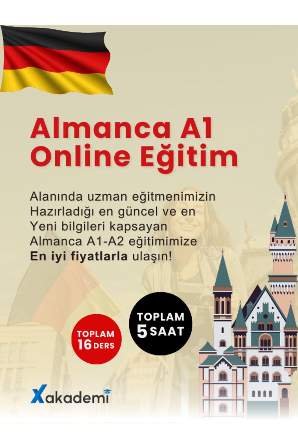 X Akademi Sıfırdan Almanca A1 Öğrenin - Online Eğitim