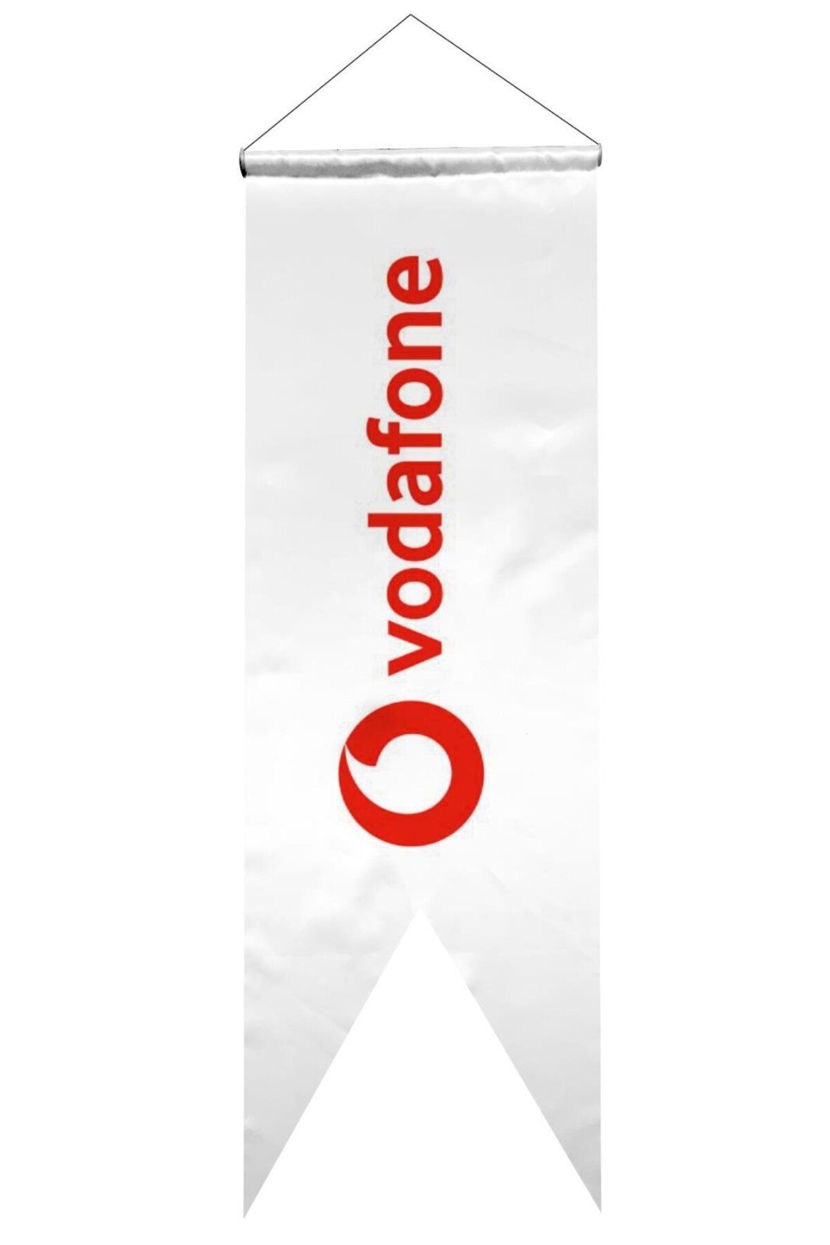 Bilsan Vodafone Logolu Kırlangıç Bayrak 50x150 cm 1.Sınıf Saten Kumaş