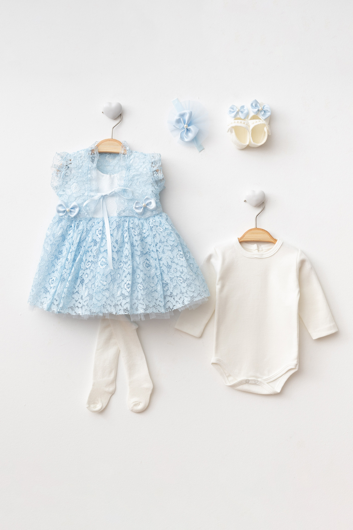 New Model Baby Girl0-6Month Newborn Dress 6pcs Mevlutluk Set with Bolero French Lace Dress mt334