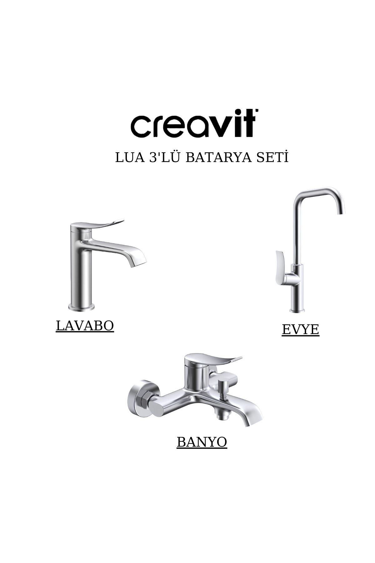 Creavit Lua Batarya Seti 3’Lü Banyo-Lavabo-Evye