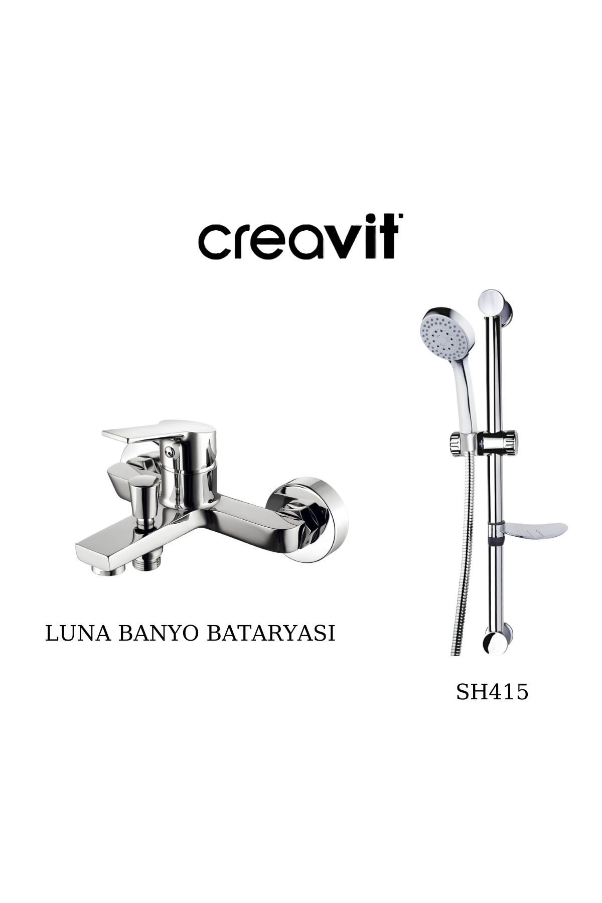 Creavit SH415 Sürgülü El Duş Seti 5F ve Luna Banyo Bataryası