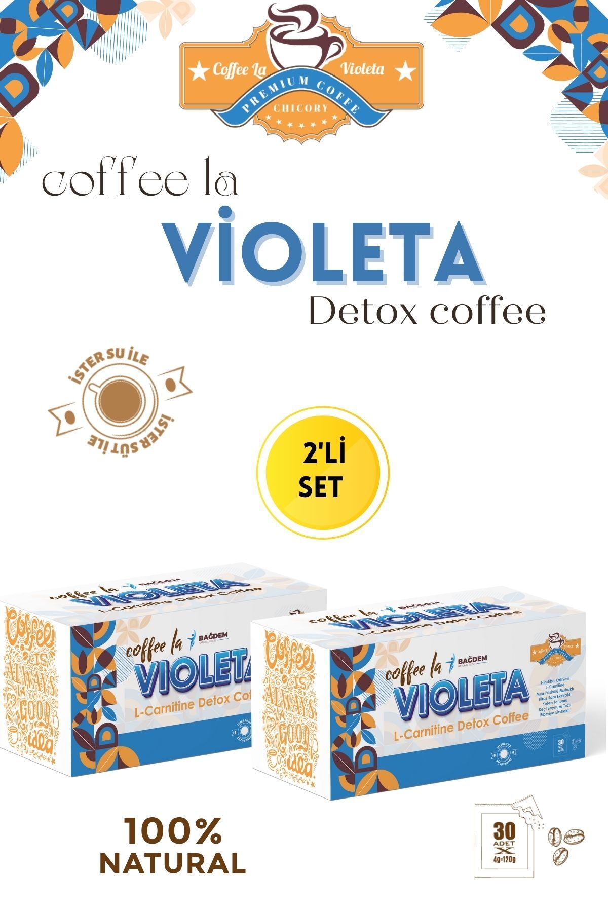 BAĞDEM VİOLETA coffee la 30 lu ŞASE 2'Lİ SET