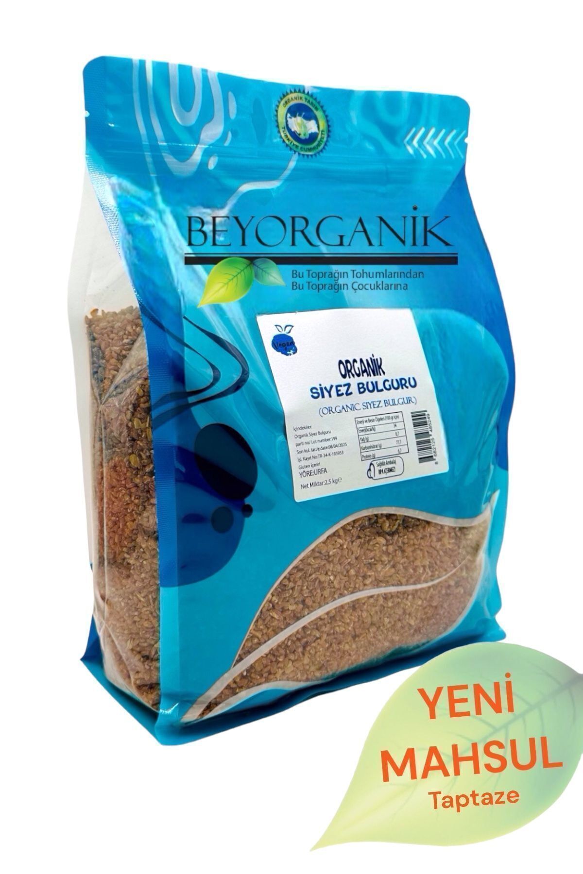 BEYORGANİK Organik Siyez Pilavlık Bulgur 2,5kg