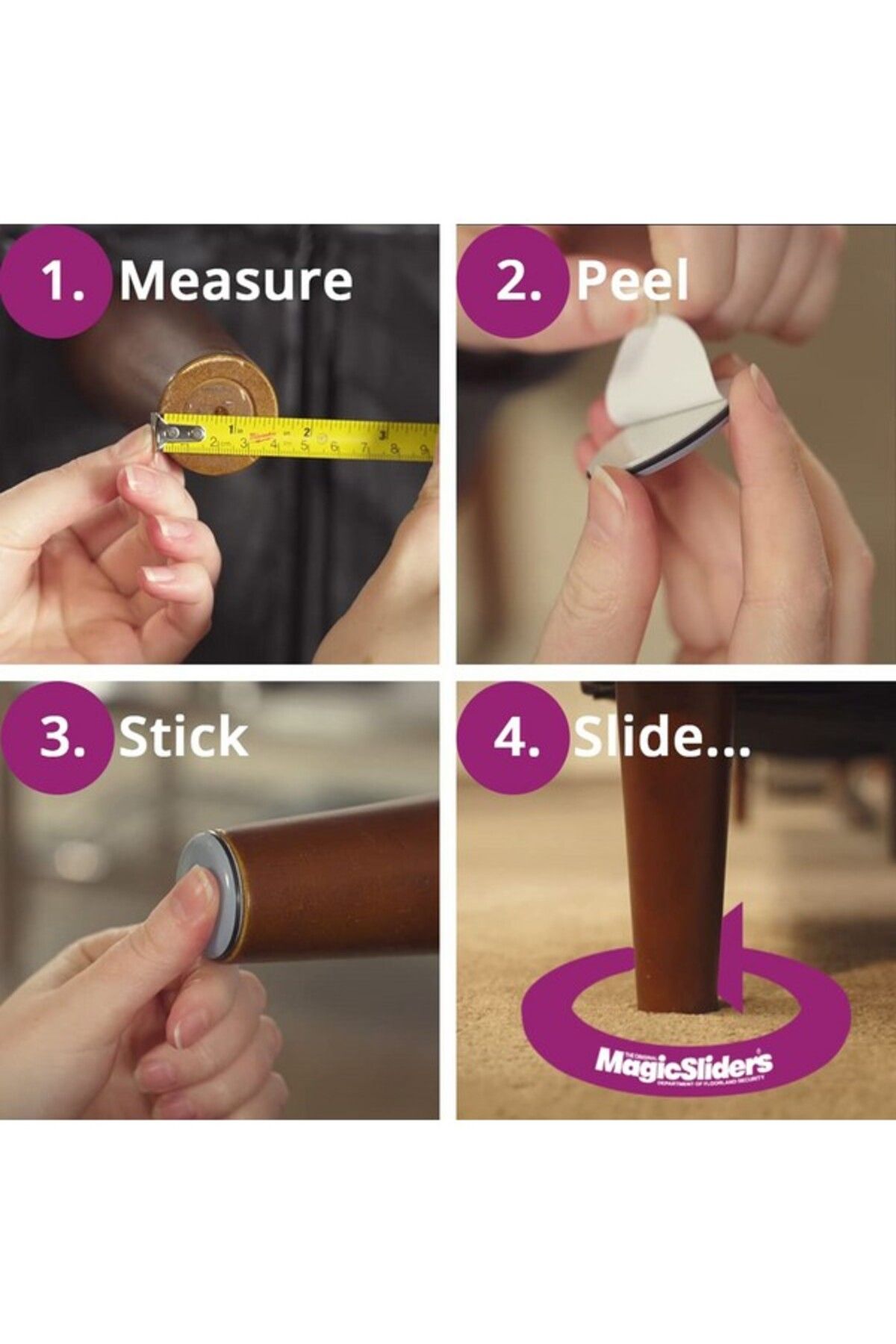 Magic Sliders-أقراص منزلقة لاصقة مكونة من 4 قطع مقاس 45 مم 3