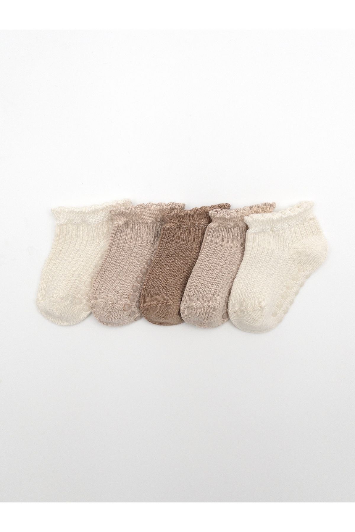 KARAMİLA 5'li Fırfırlı Kız Bebek Kısa Çorap DİKİŞSİZ BAMBU ( 6 Ay'dan Sonraki Bedenler Silikon Tabanlıdır ) fotoğrafı 5 (önizleme)