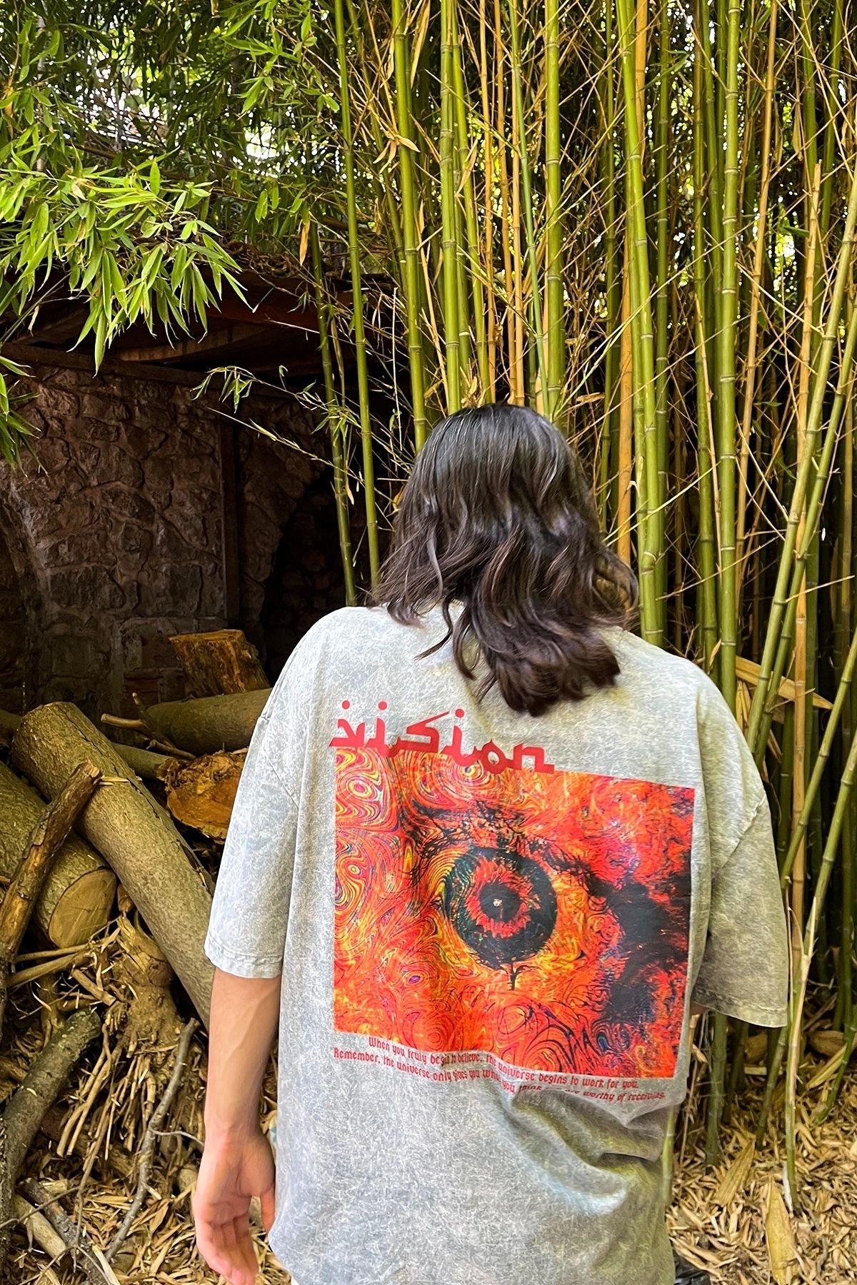 Sekizbiraltı-Vision Printed Oversize 24/1 Premium Washable White Tshirt 4