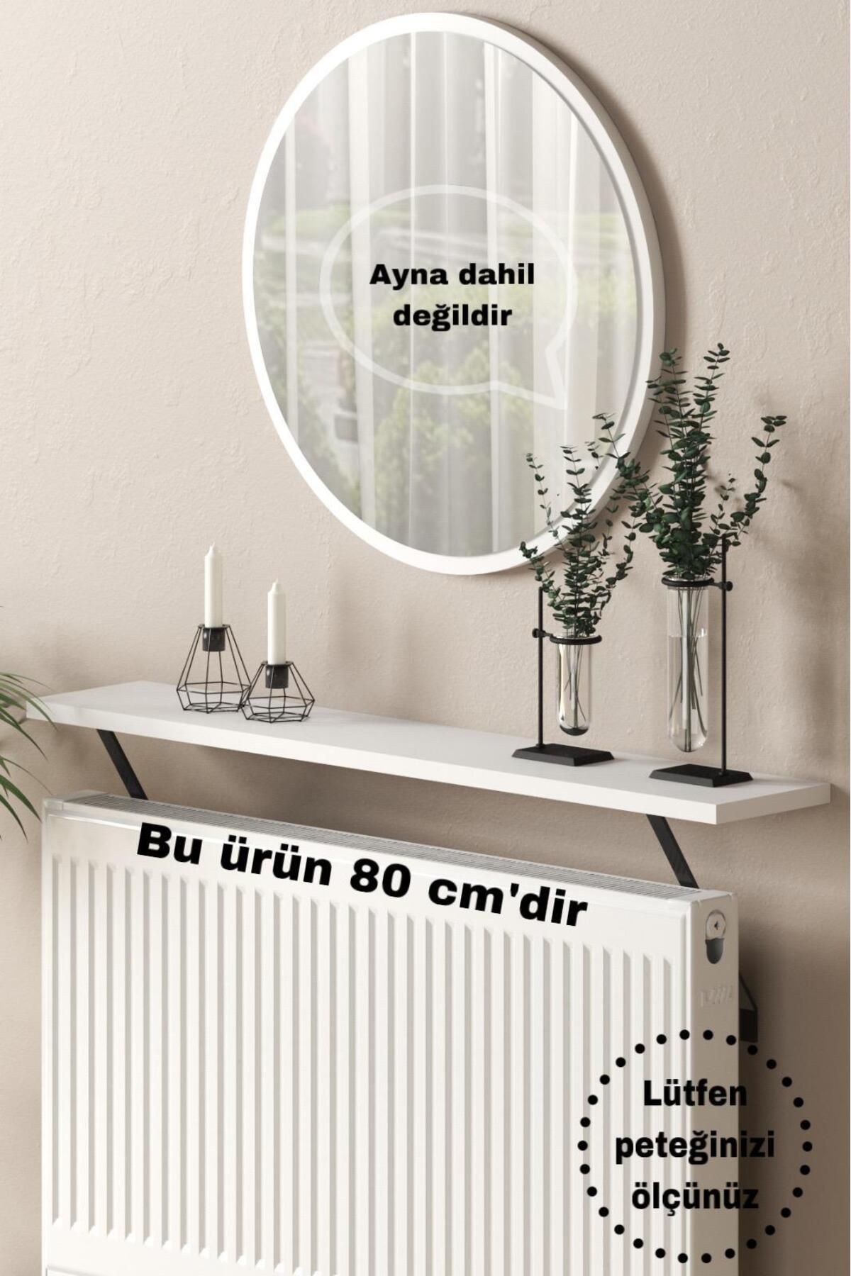 TALAŞTOZUM Duvara Montajsız Beyaz Petek Üstü Uçan Raf Dresuar   80*18 cm