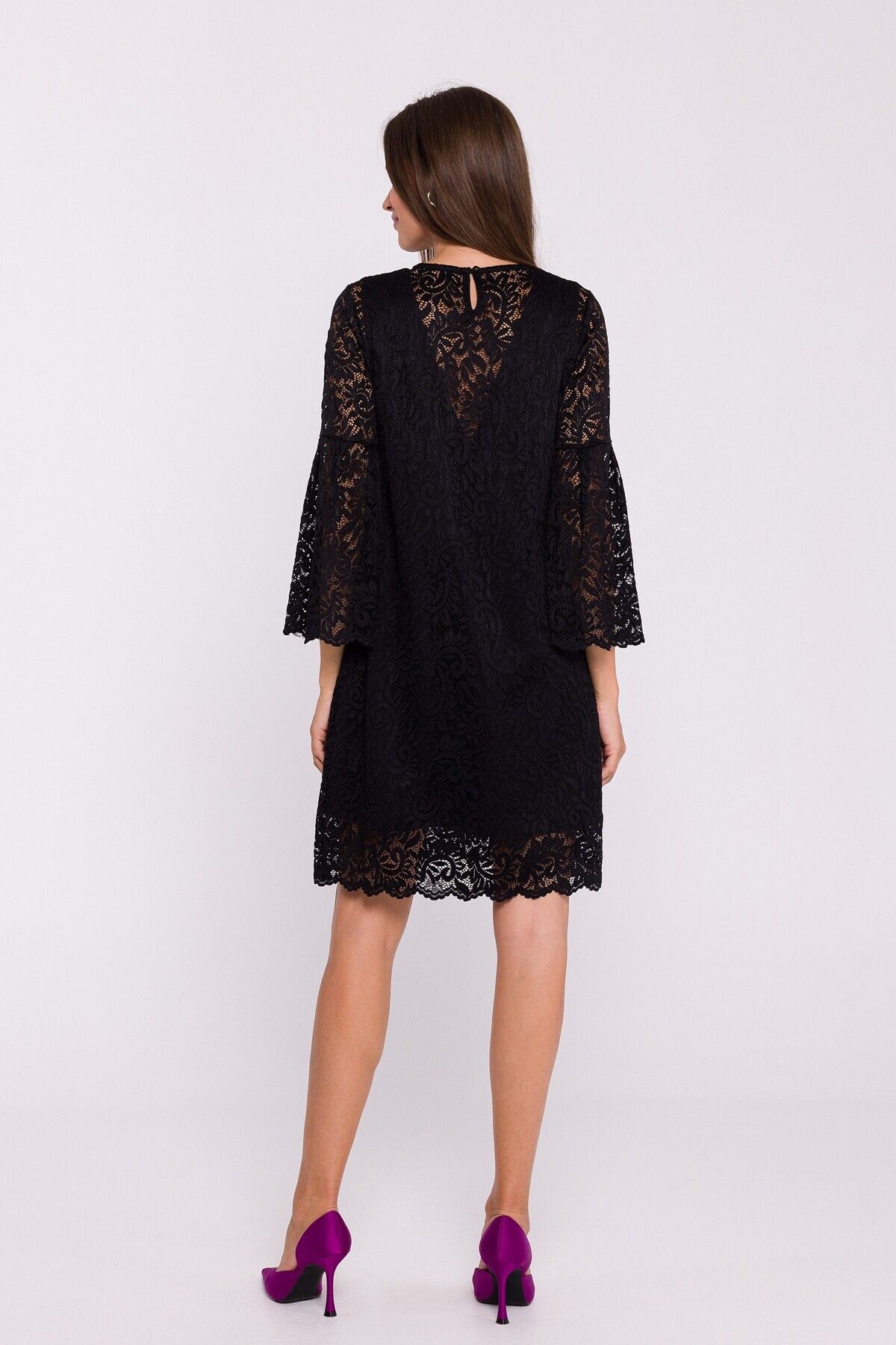 Stylove-Two-layered lace trapeze dress 2