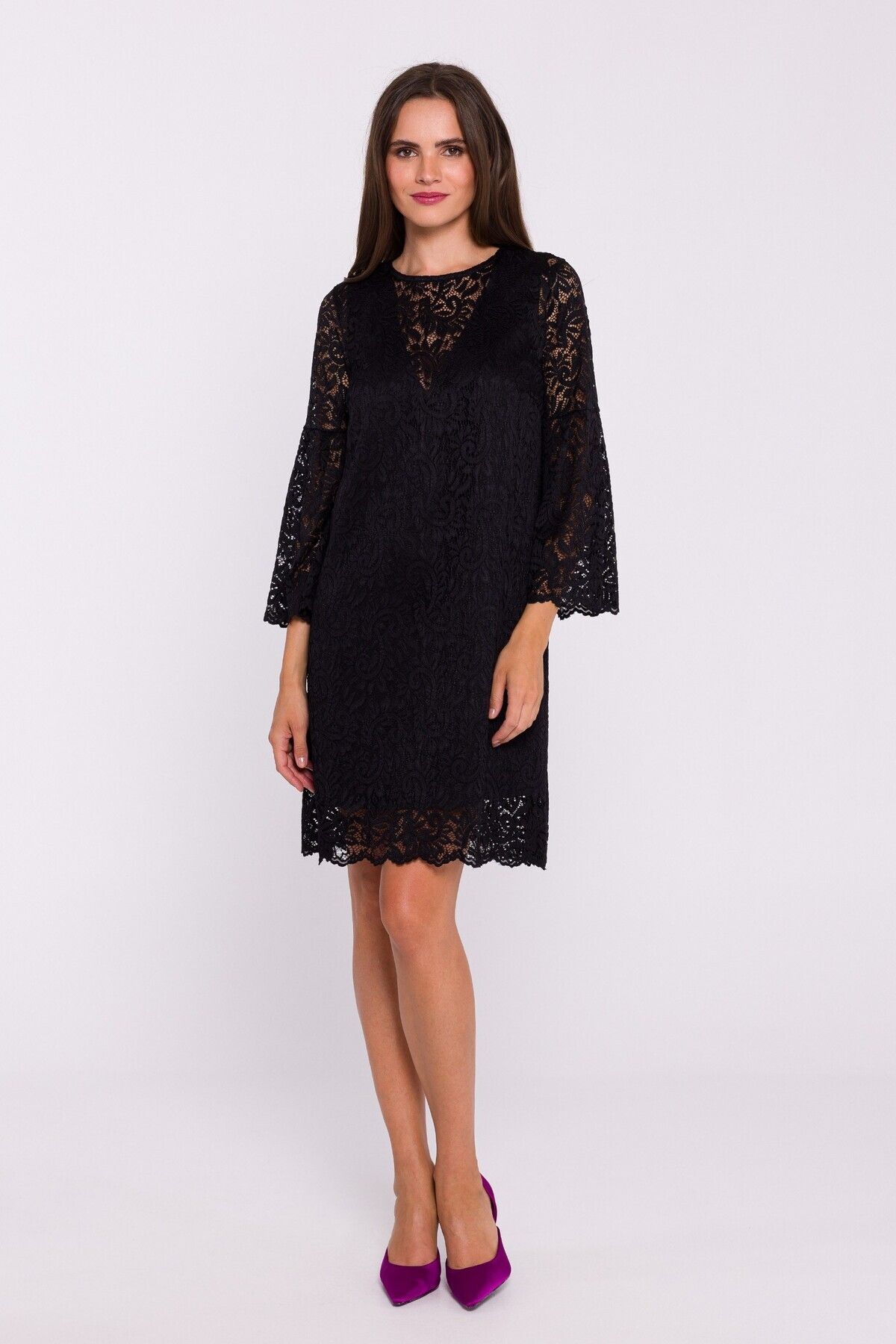 Stylove-Two-layered lace trapeze dress 4