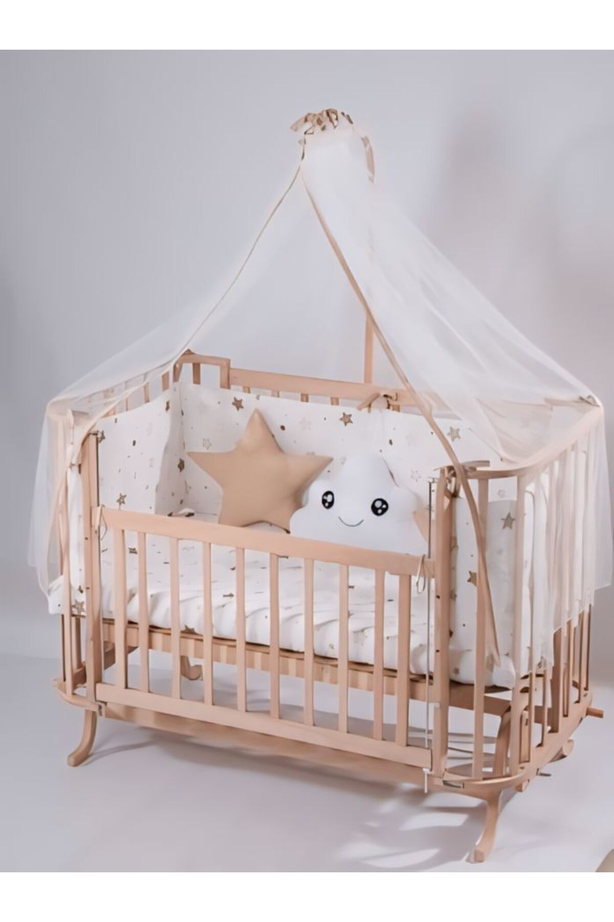 BebeK on For Mabela Beşik Ahşap Kahverengi Yıldızlı Uyku Seti fotoğrafı 3 (önizleme)