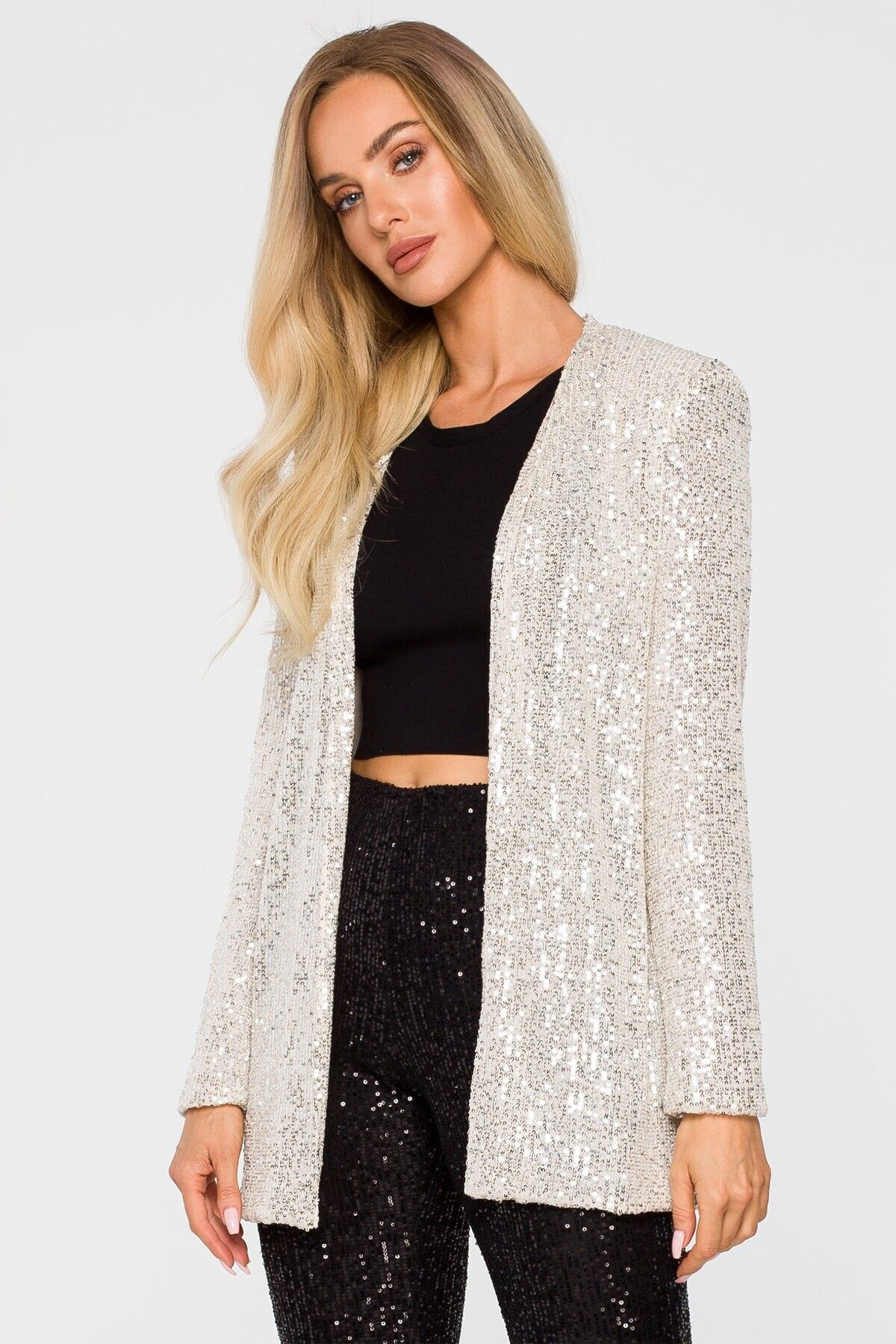 Made of Emotion-Sequin blazer without fastening 1