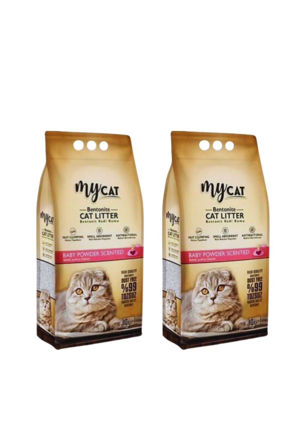 mycatpet Mycat Bentonit Kedi Kumu Bebek Pudra Kokulu ( 10 LT ) X 2