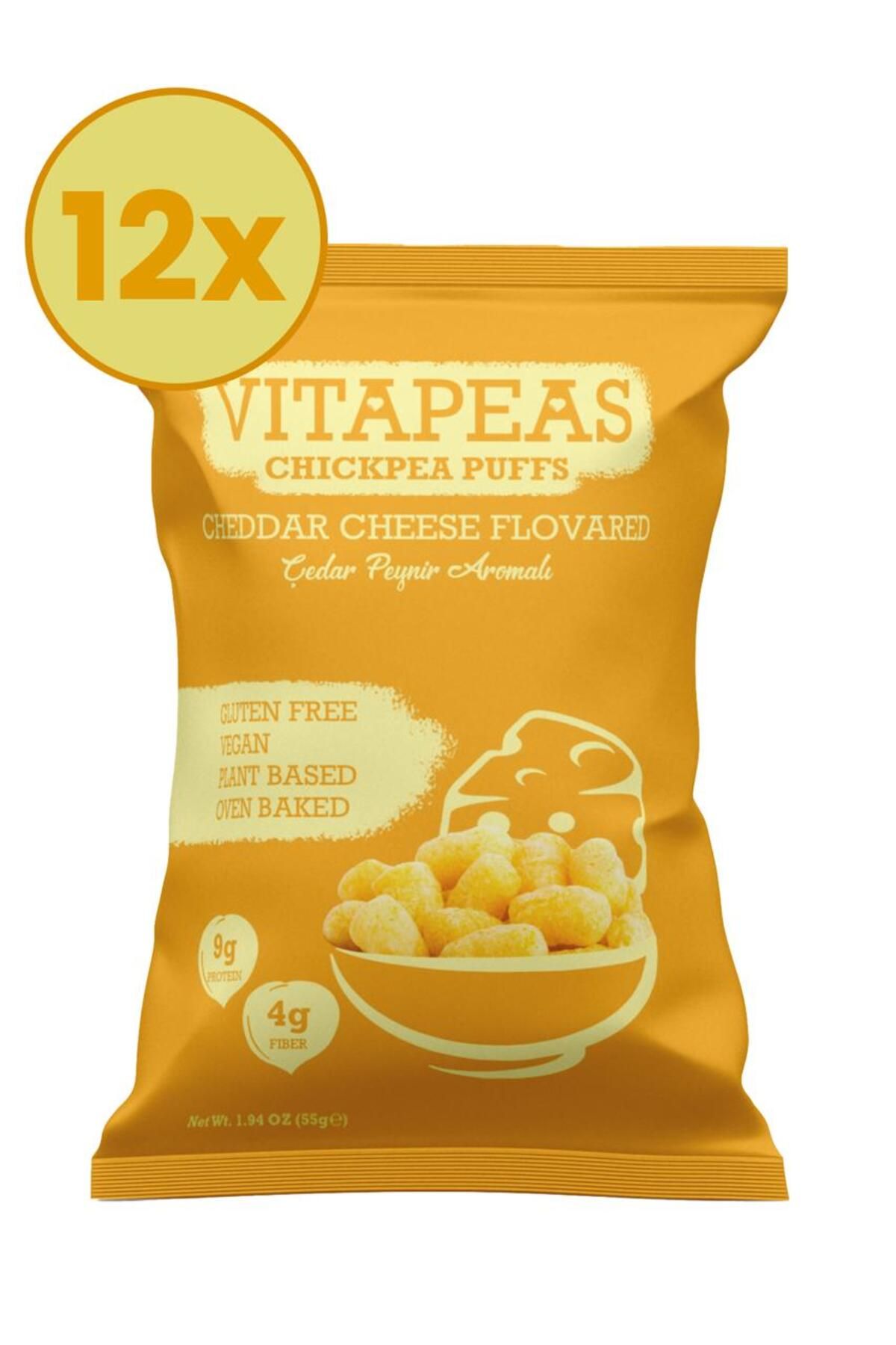 Vitapeas Snacks Vitapeas Vegan Çedar Peynirli Nohut Cipsi 55 g x 12