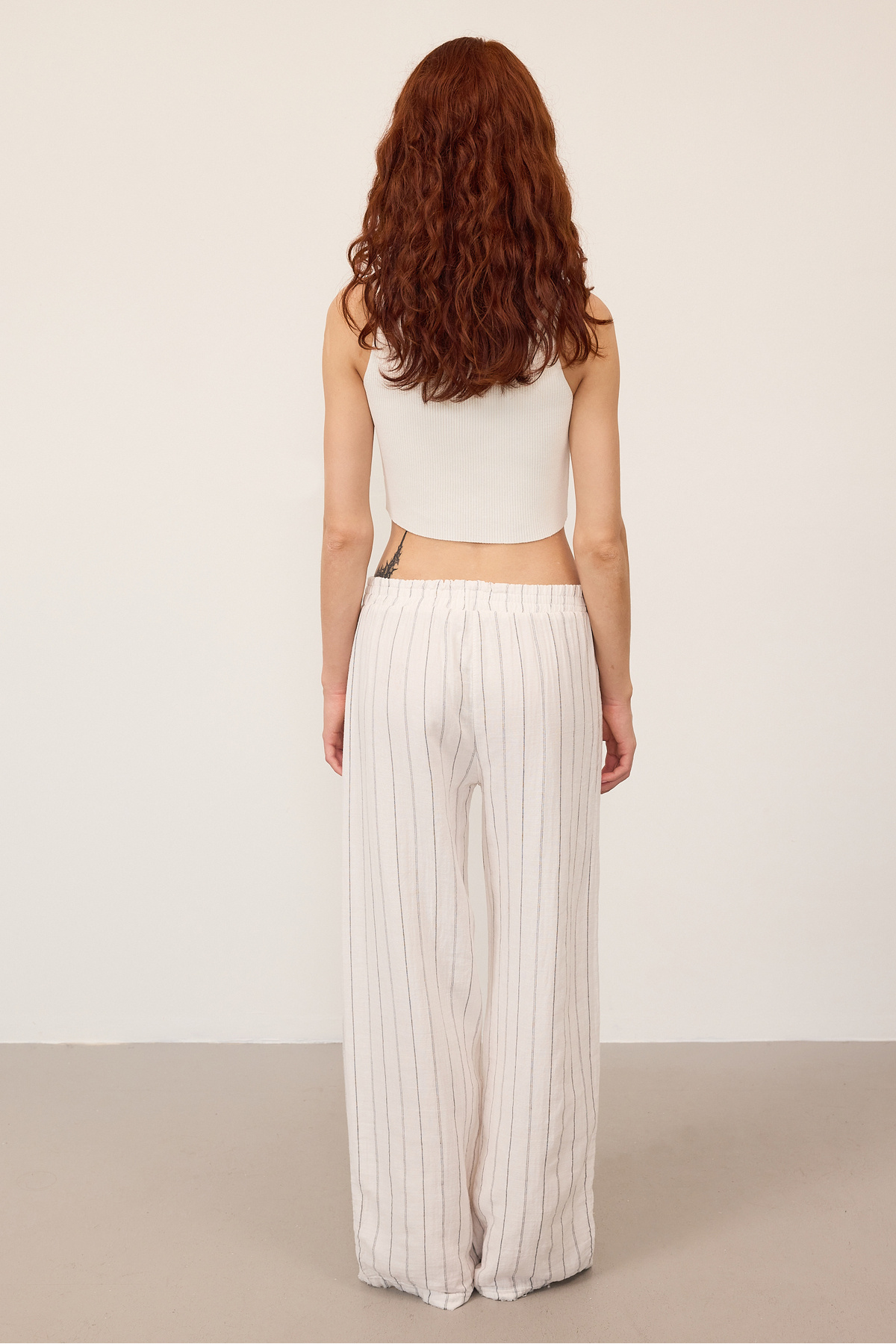 Addax-High Waist Striped Wide Leg Trousers Pn13730-L4 5