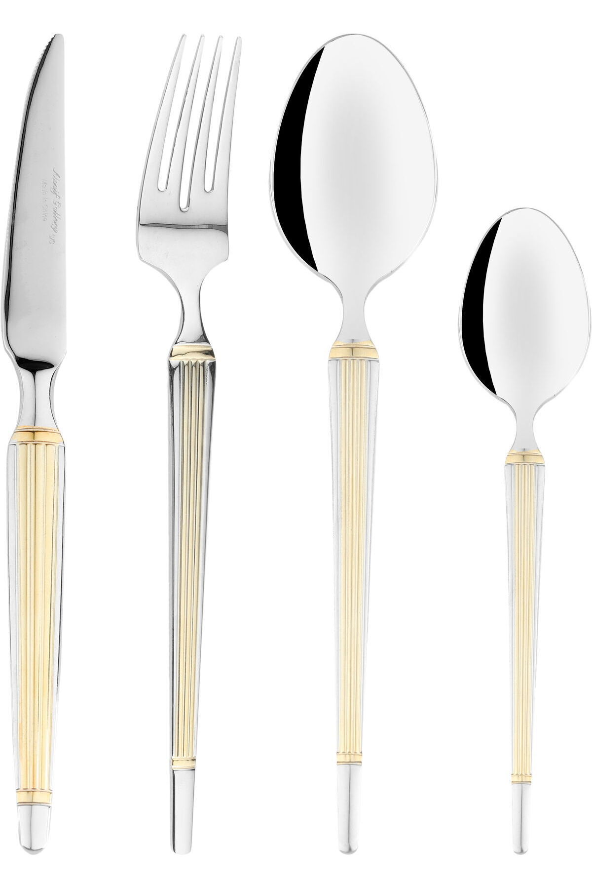 Alsaif Gallery-Saif Gallery Stainless Steel Flatware Set, 24 Pieces - Gold Silver 3
