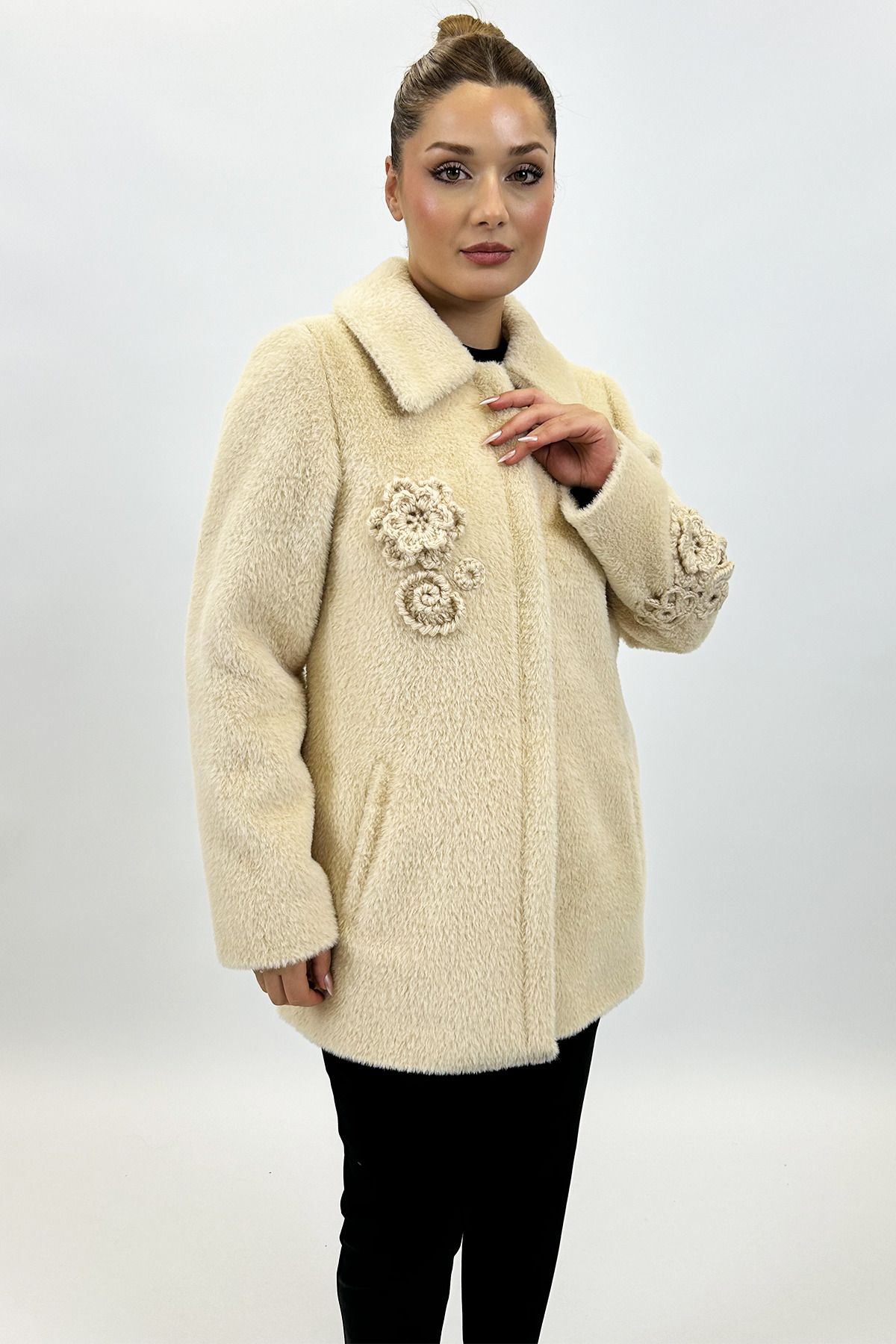 Ayda Triko-Polo Neck Angora Coat 2