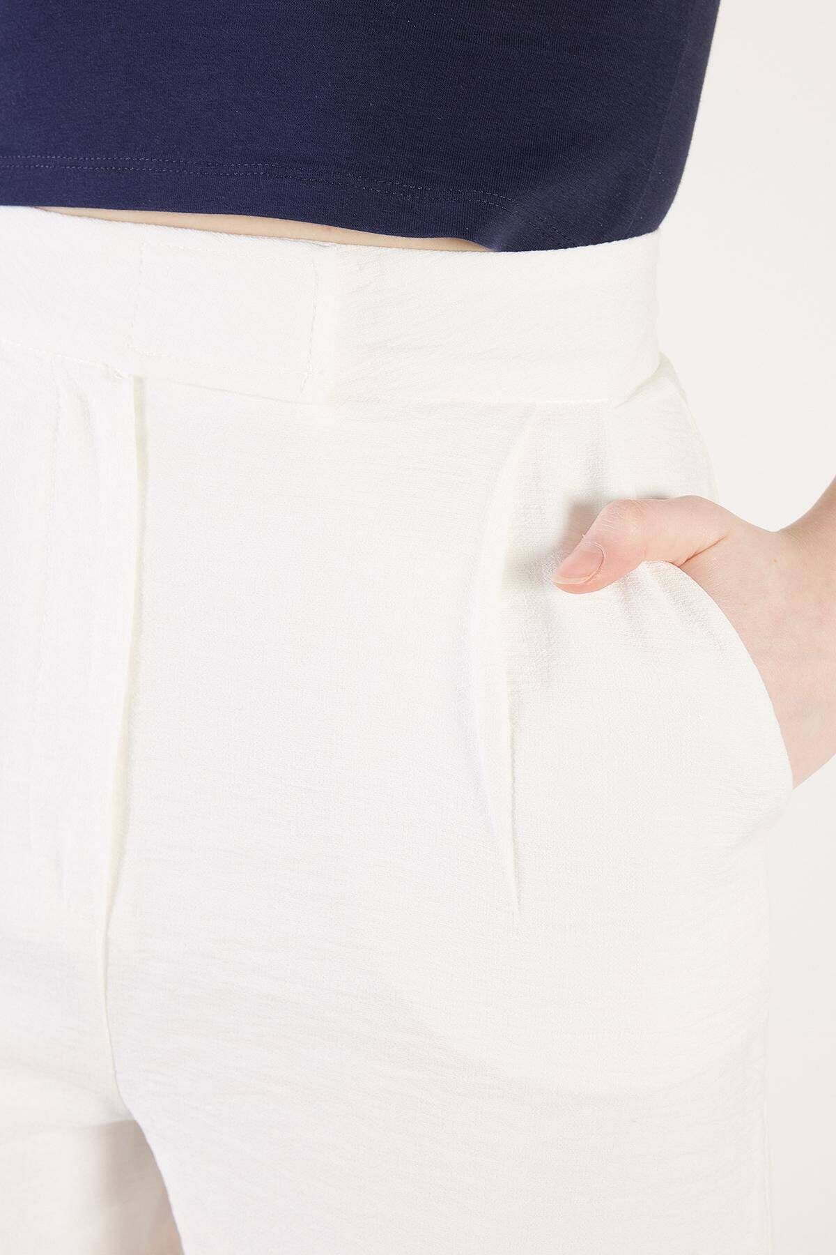 Addax-High Waist Velcro Closure Shorts Ş3272-U7 3