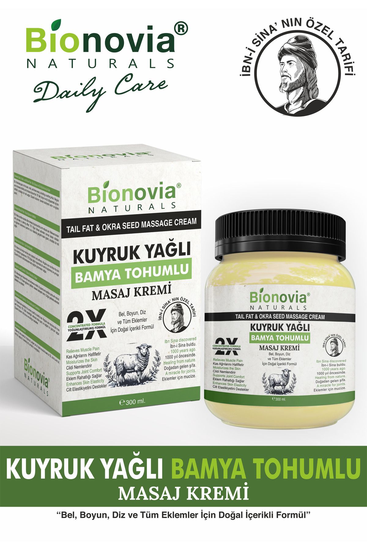 Bionovia Kuyruk Yağlı Bamya Tohumlu Doğal Ağrı Kesici Merhem 300ml