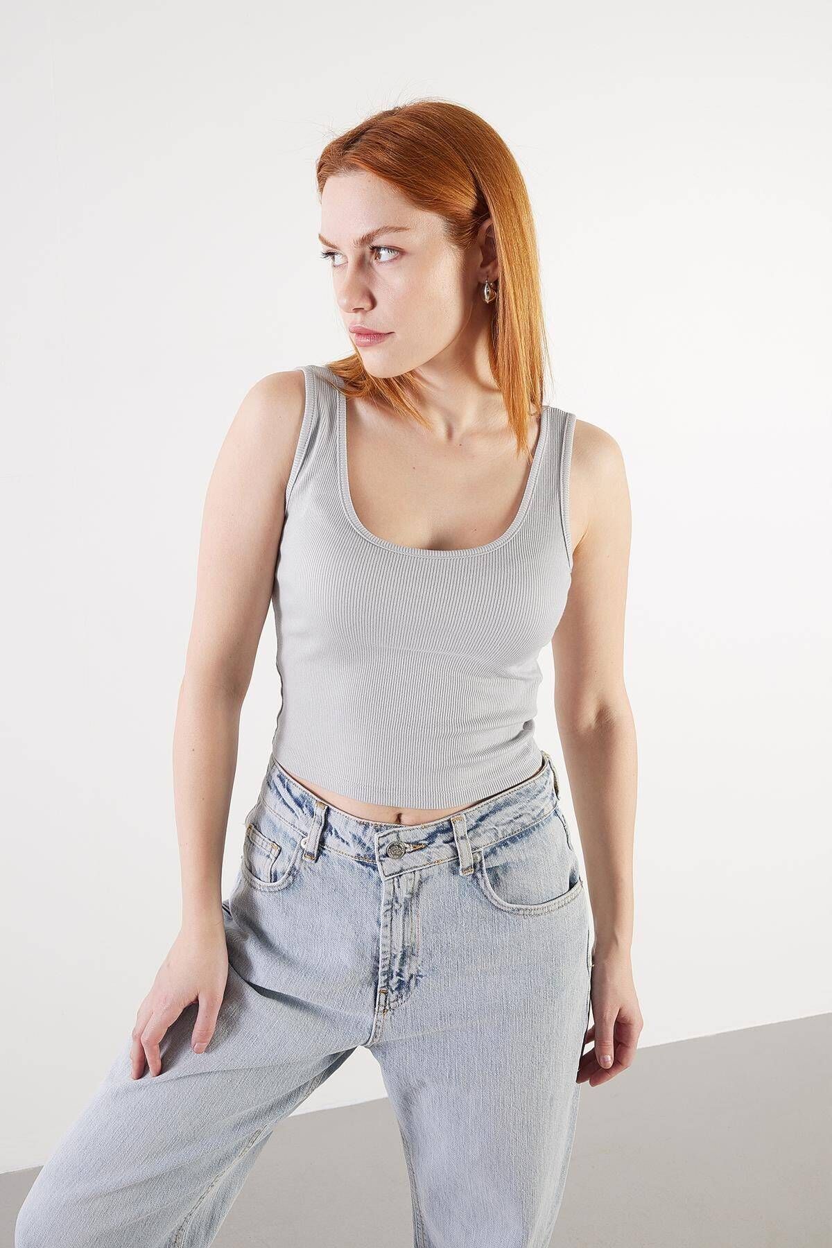 Addax-U Collar Modal Crop Tank Top A13389-R12 4