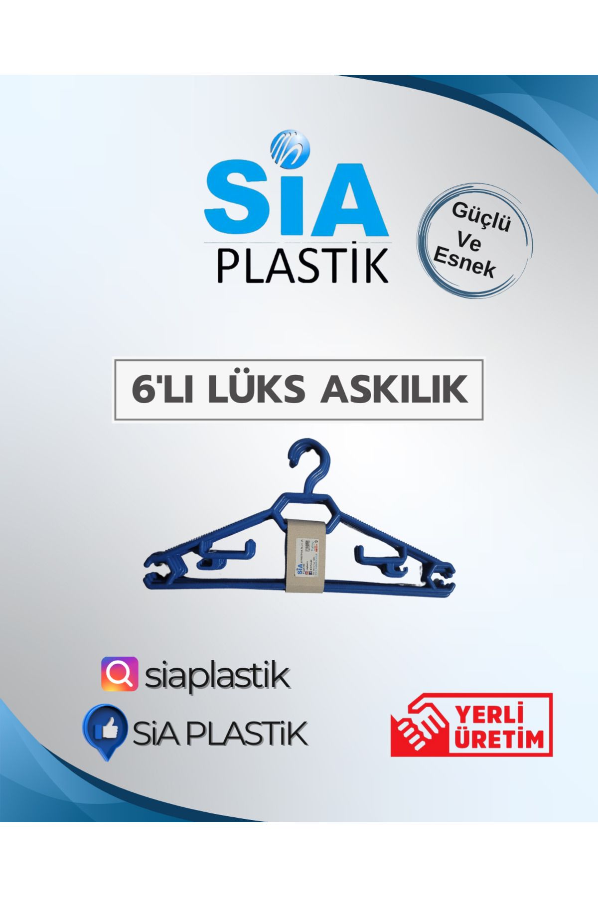 SİA PLASTİK DOLAP ASKISI - LÜKS ASKILIK ( 6 ADET )